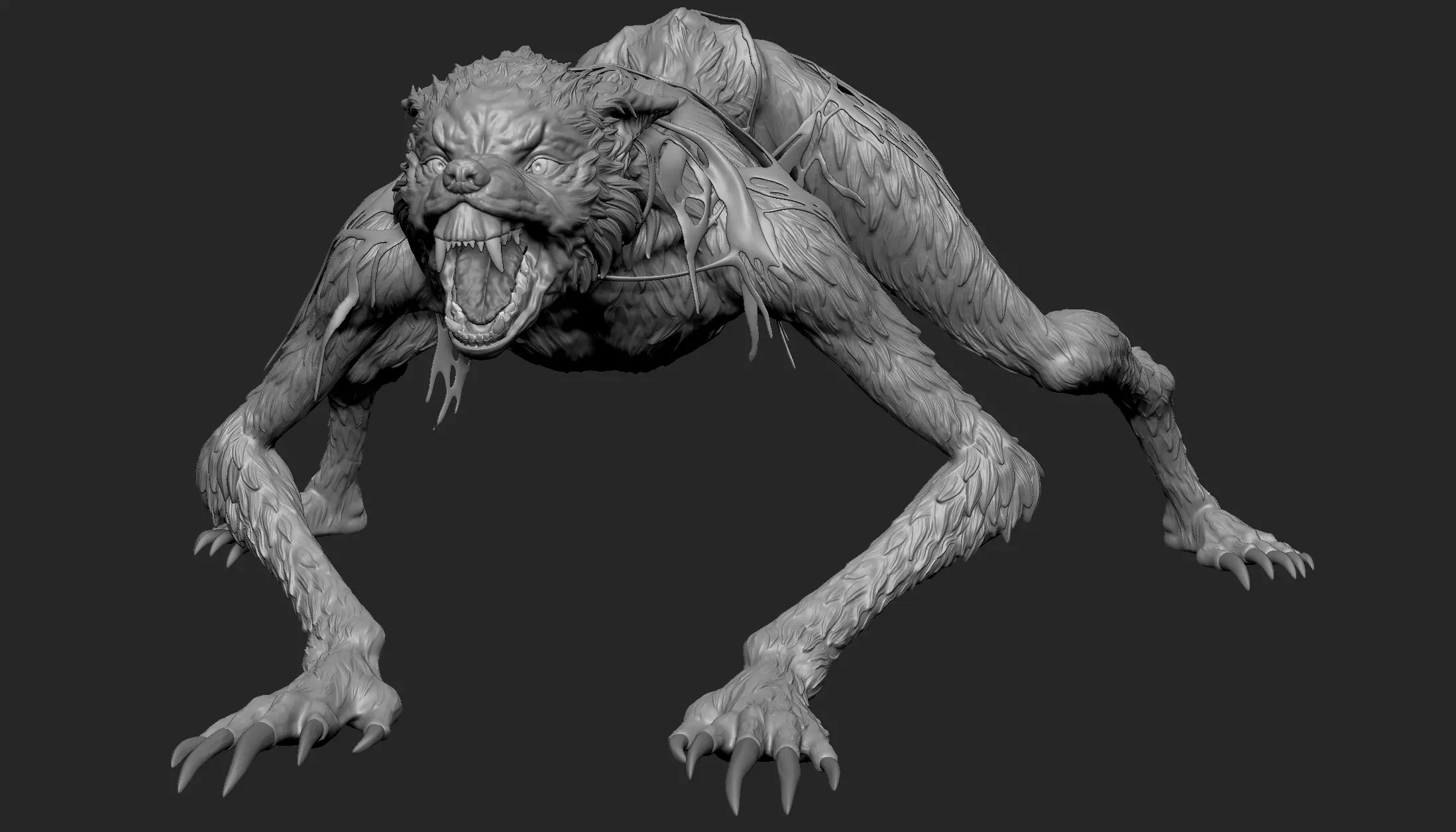 Werewolf creature with glowing eyes 3D model_0