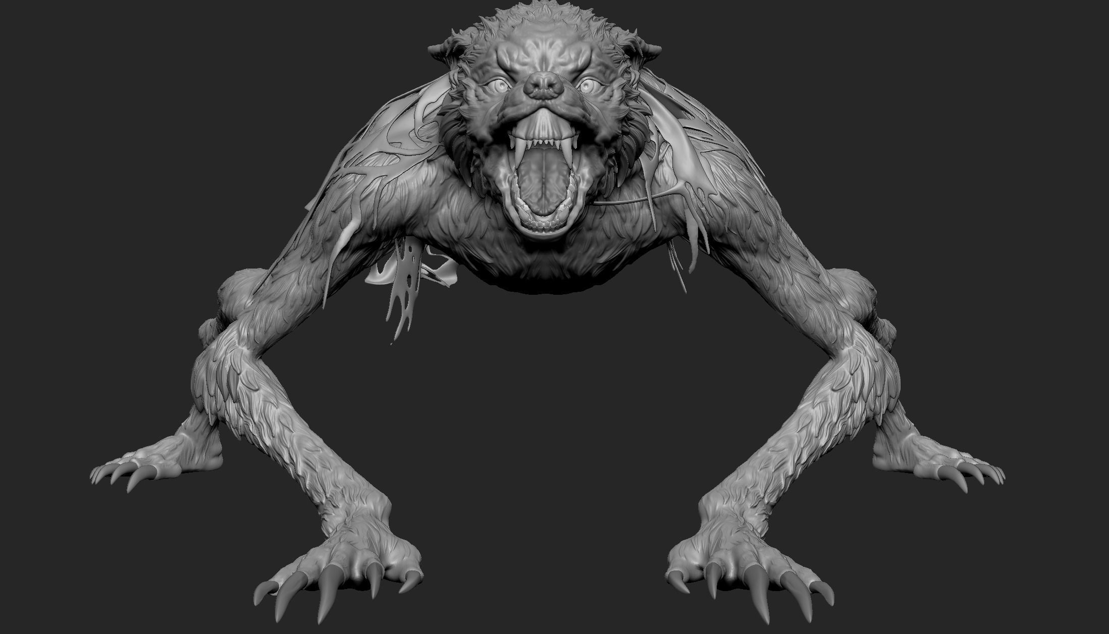 Werewolf creature with glowing eyes 3D model_2