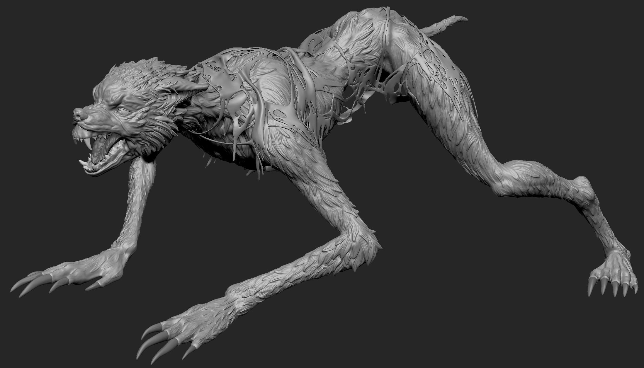 Werewolf creature with glowing eyes 3D model_4