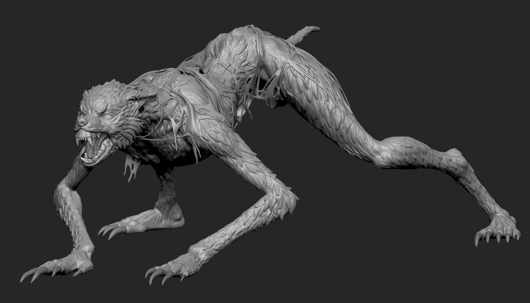 Werewolf creature with glowing eyes 3D model_1