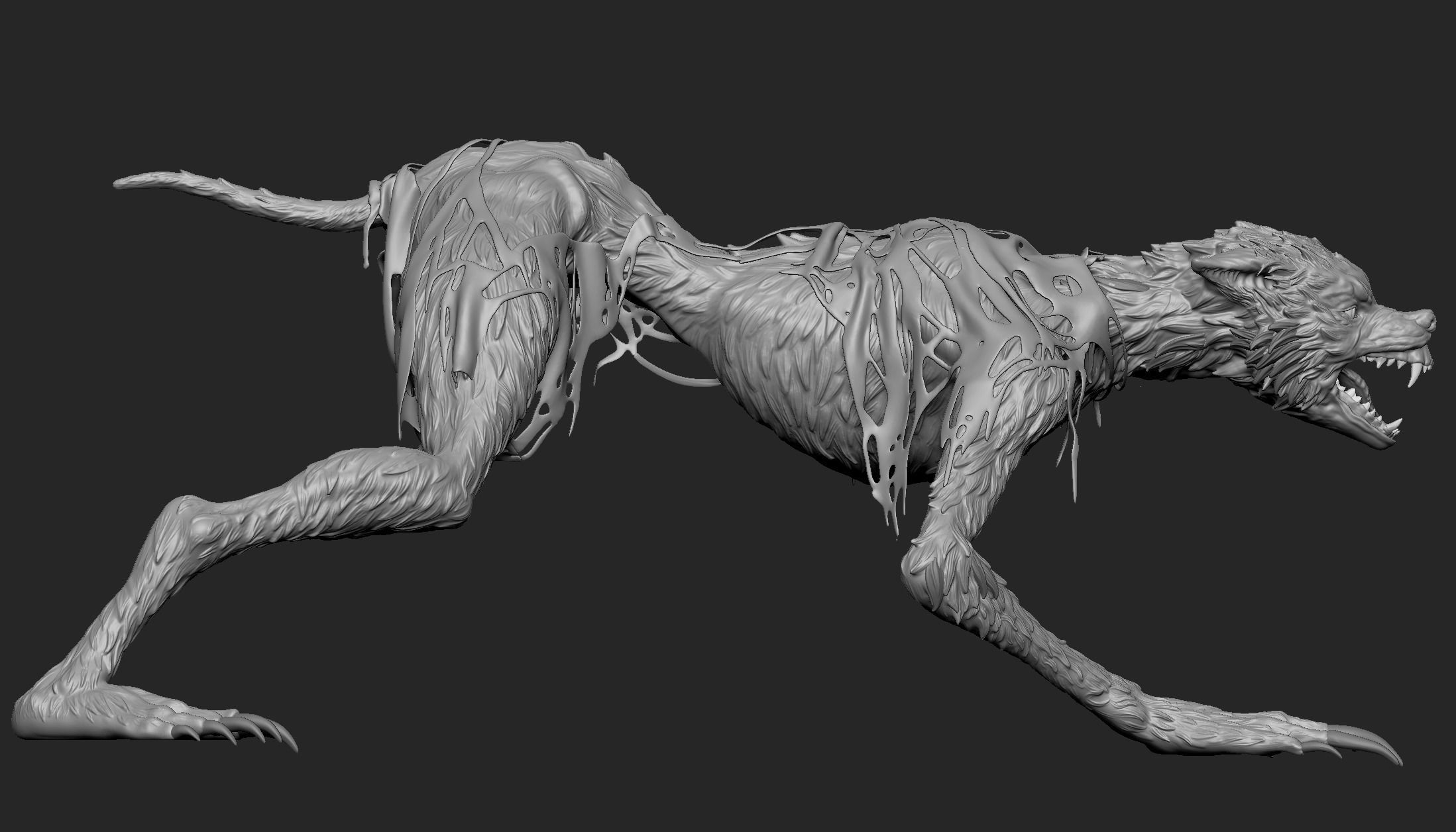 Werewolf creature with glowing eyes 3D model_3