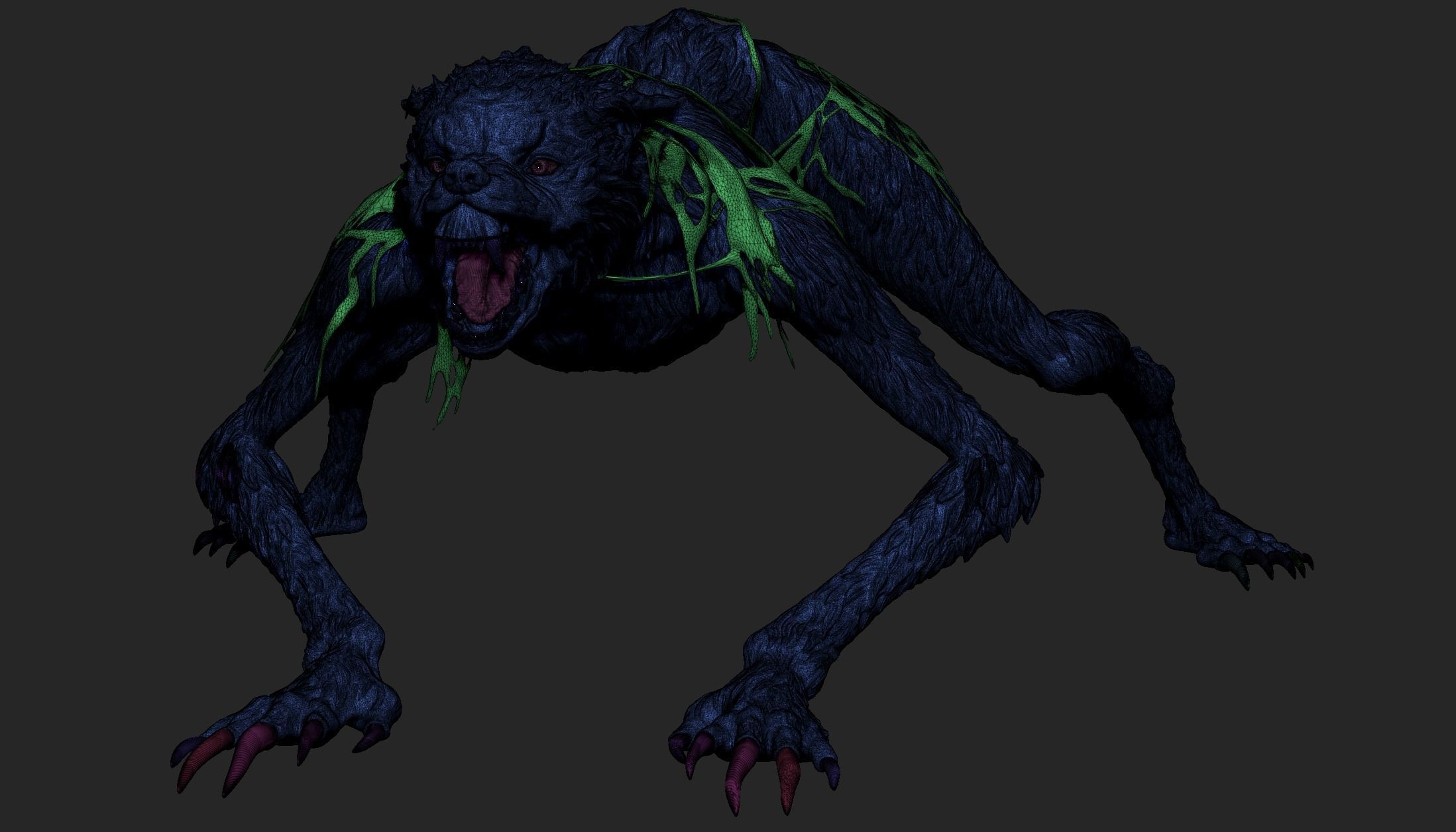 Werewolf creature with glowing eyes 3D model_5