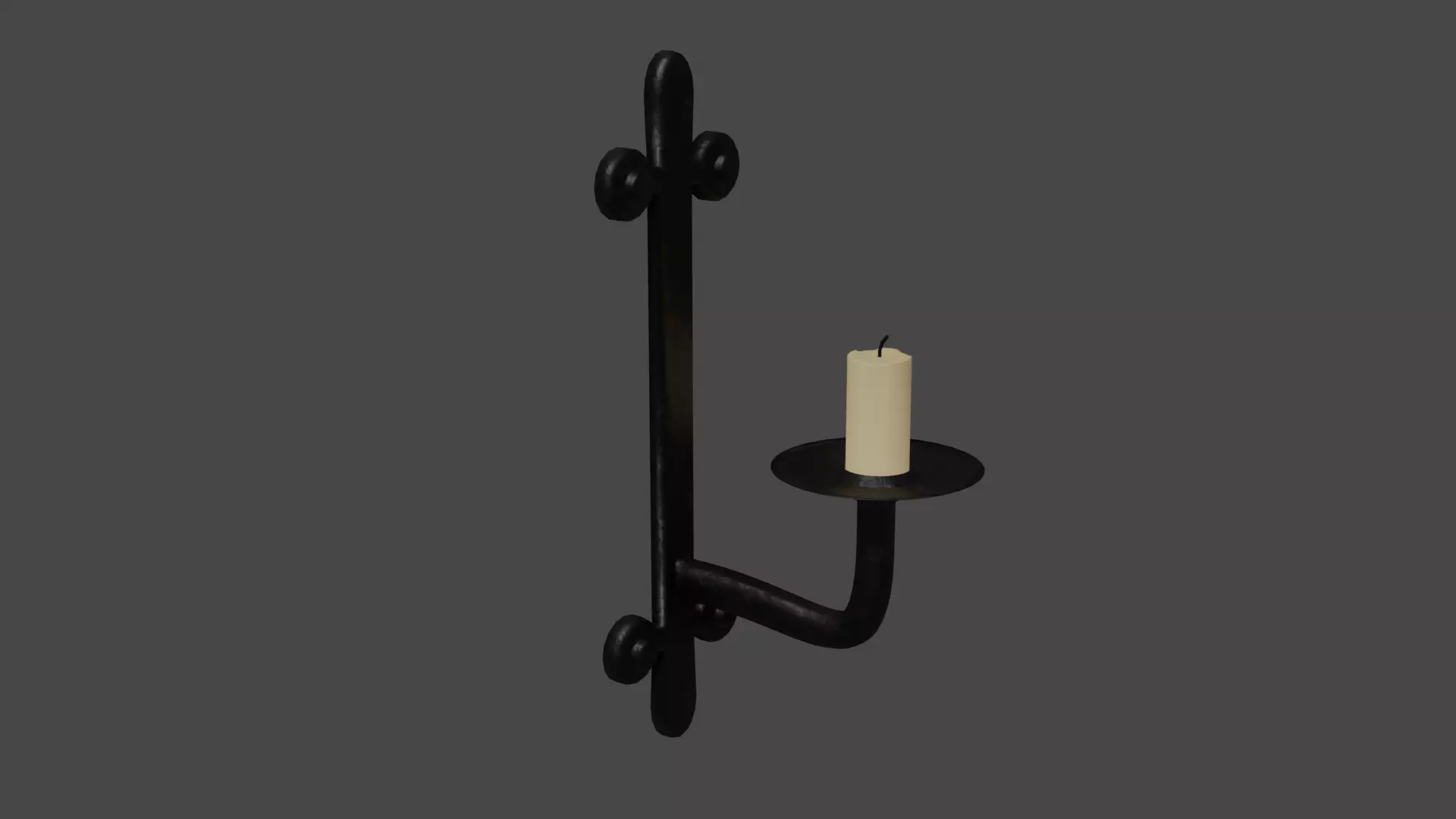 Game ready simple low poly wall candle stick holder Low-poly 3D model_0