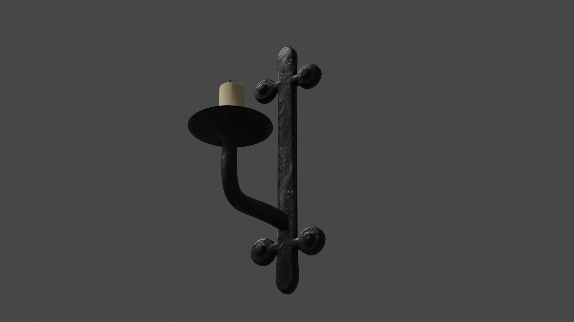 Game ready simple low poly wall candle stick holder Low-poly 3D model_4