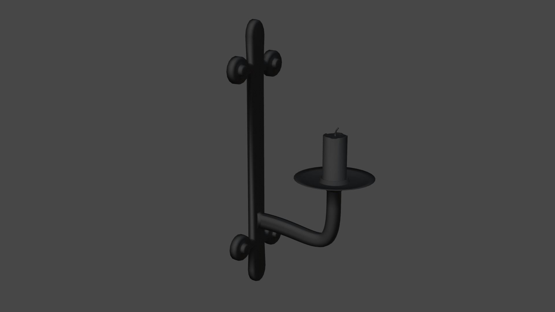 Game ready simple low poly wall candle stick holder Low-poly 3D model_7