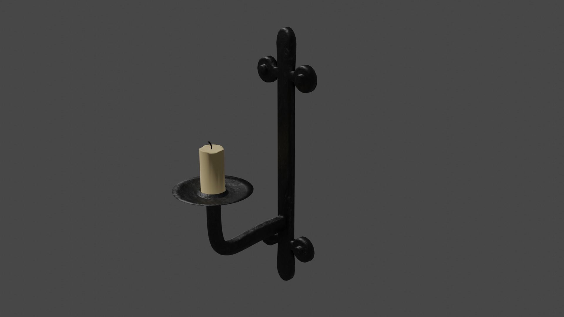 Game ready simple low poly wall candle stick holder Low-poly 3D model_6