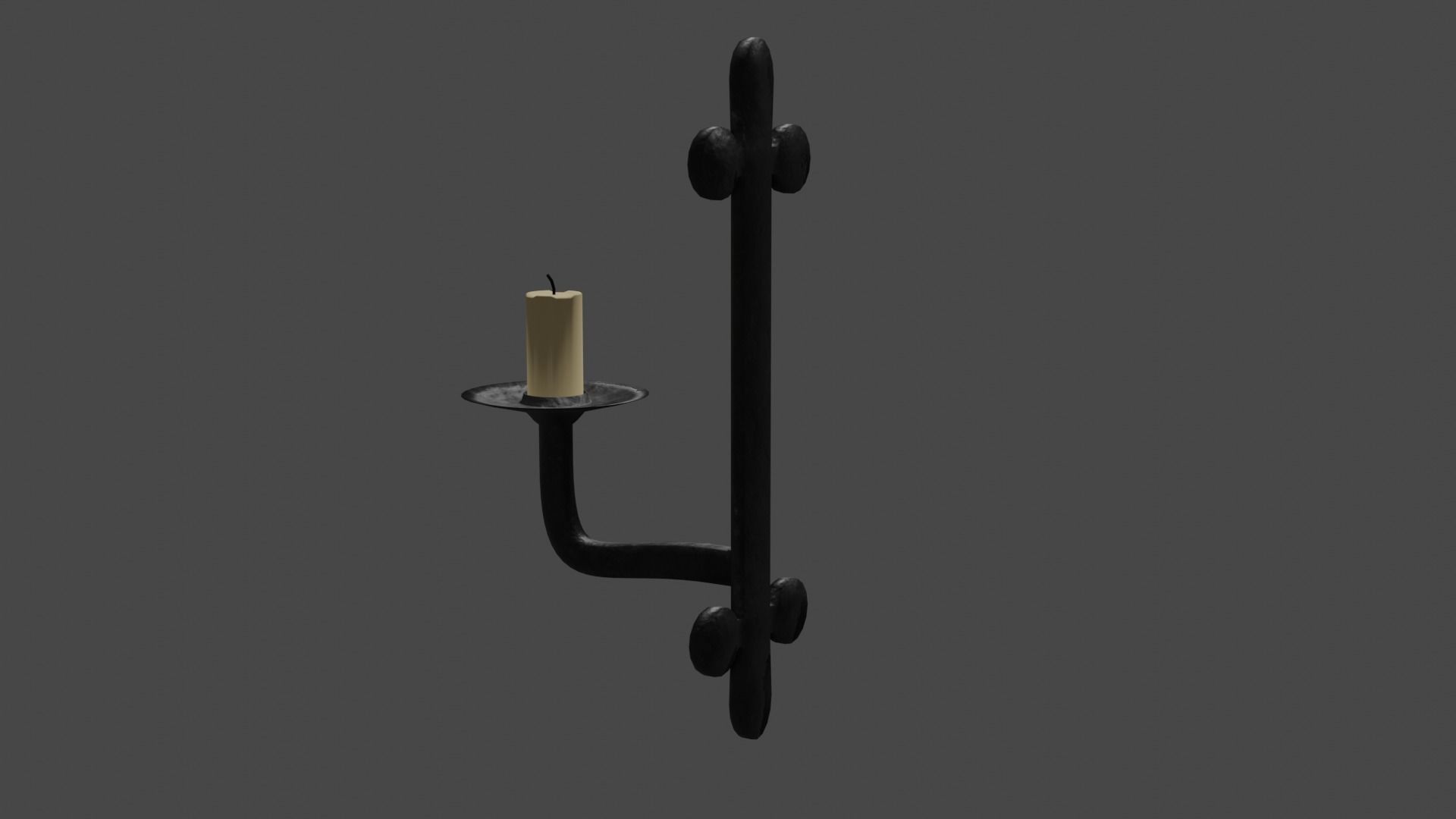 Game ready simple low poly wall candle stick holder Low-poly 3D model_9