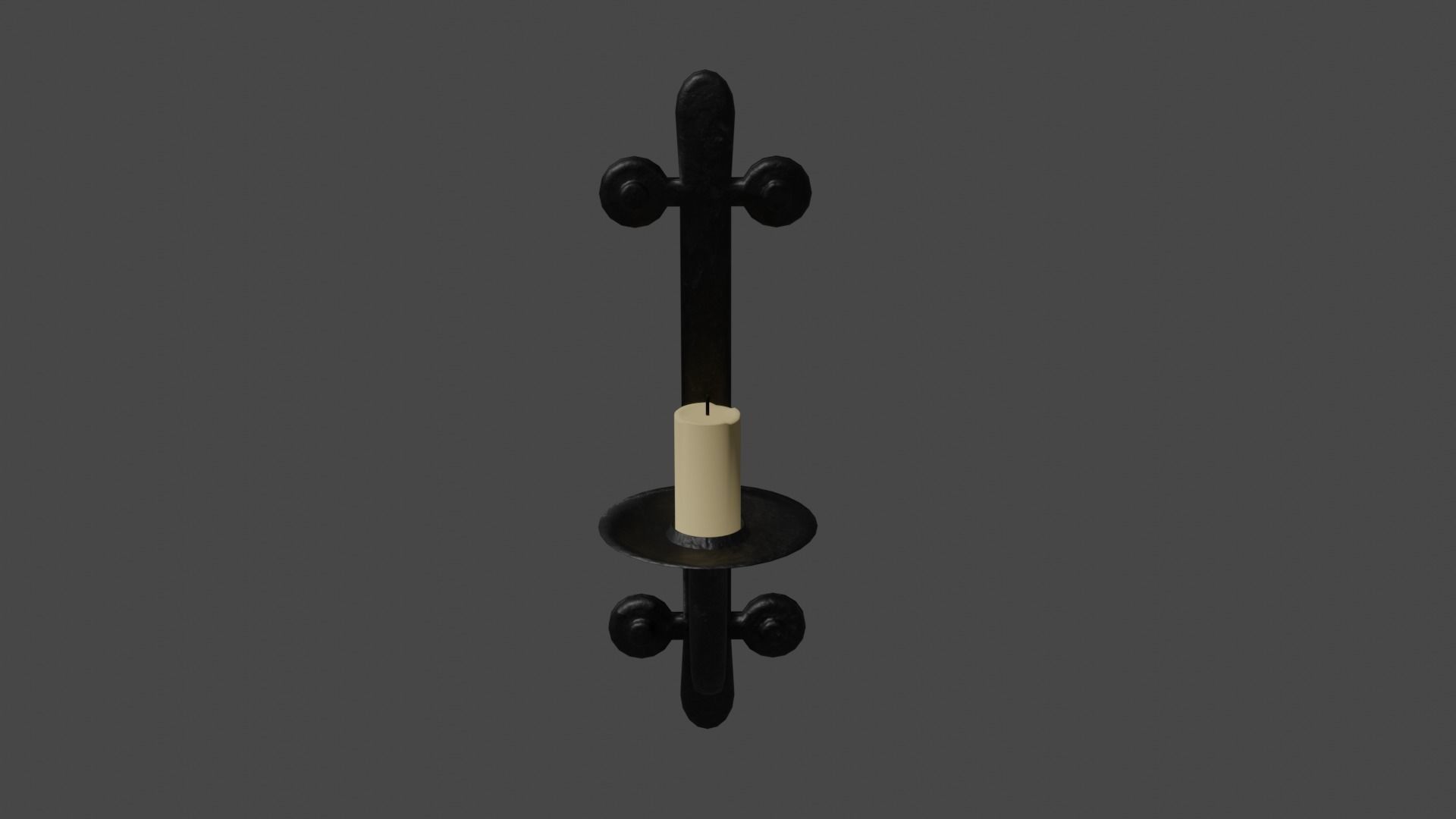 Game ready simple low poly wall candle stick holder Low-poly 3D model_3