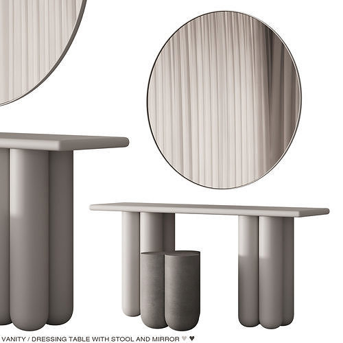 222 vanity dressing table 02 minimal round edges 01 3D model