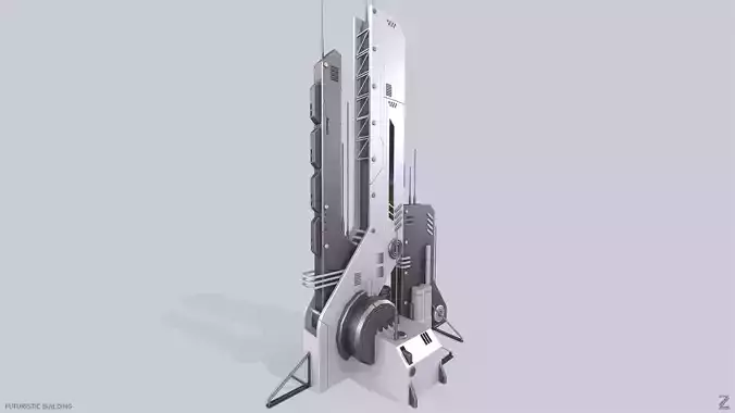 Futuristic building Low-poly 3D model
