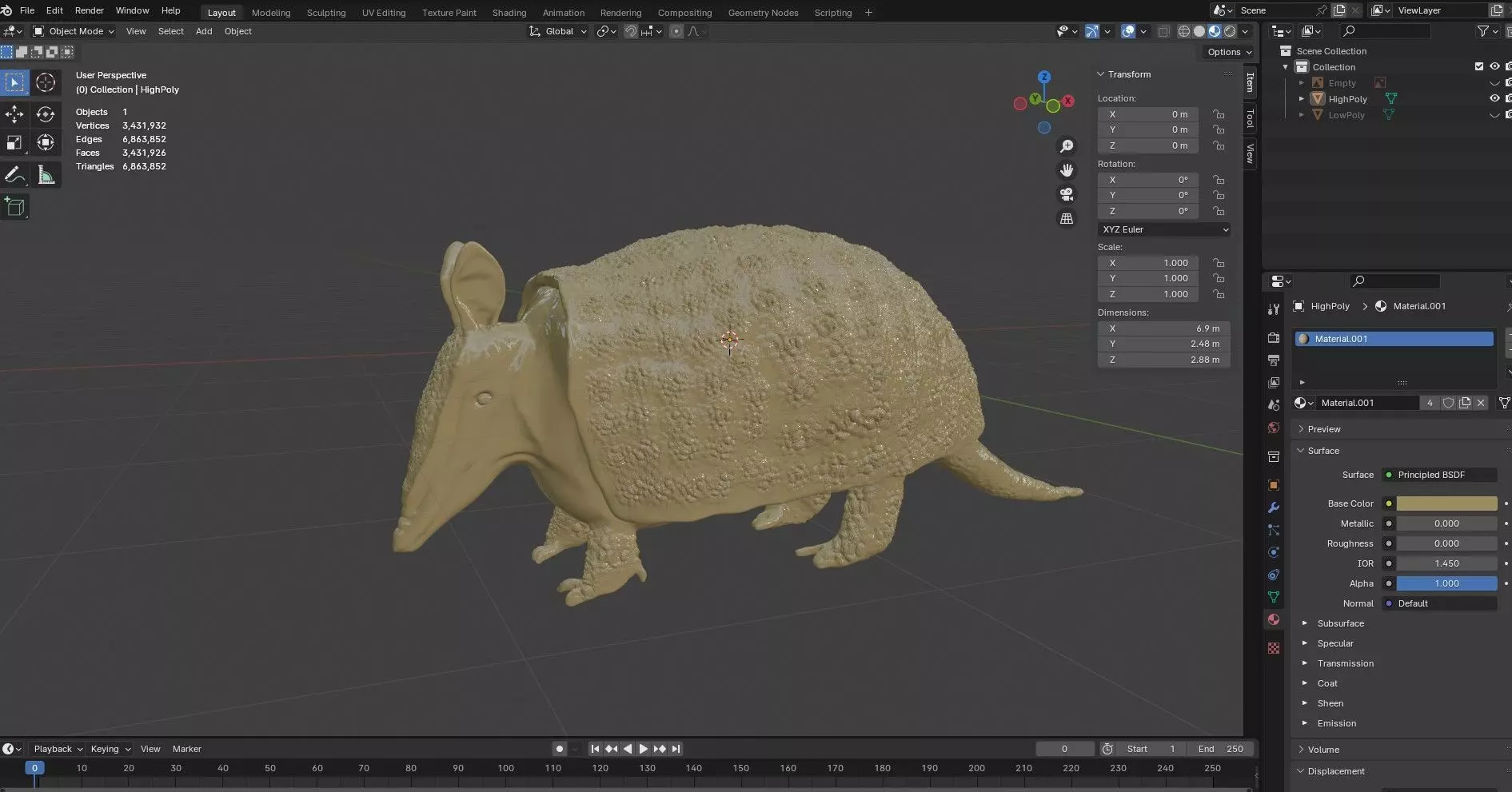 Tatu Bola Brasil Free 3D model