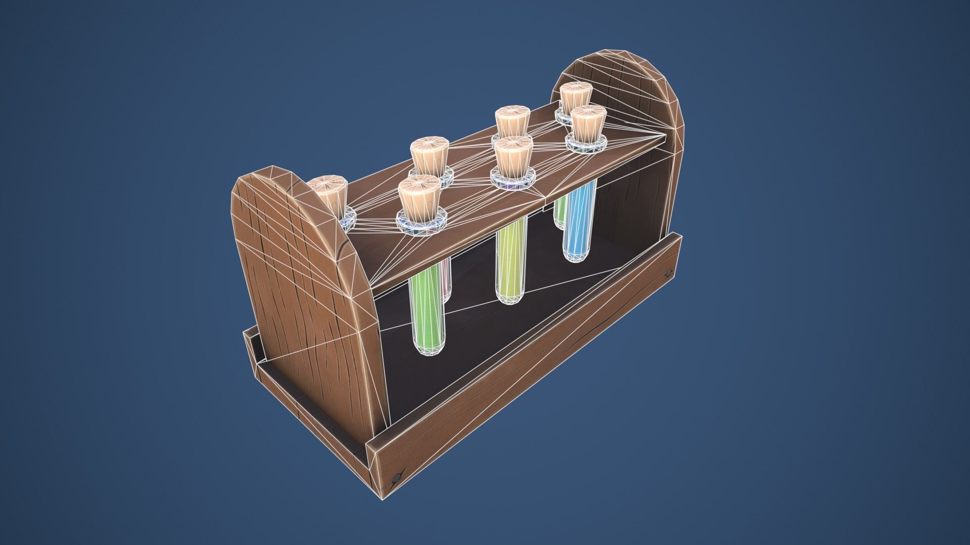 Stylized Alchemy Potion Rack Low-poly 3D model_10