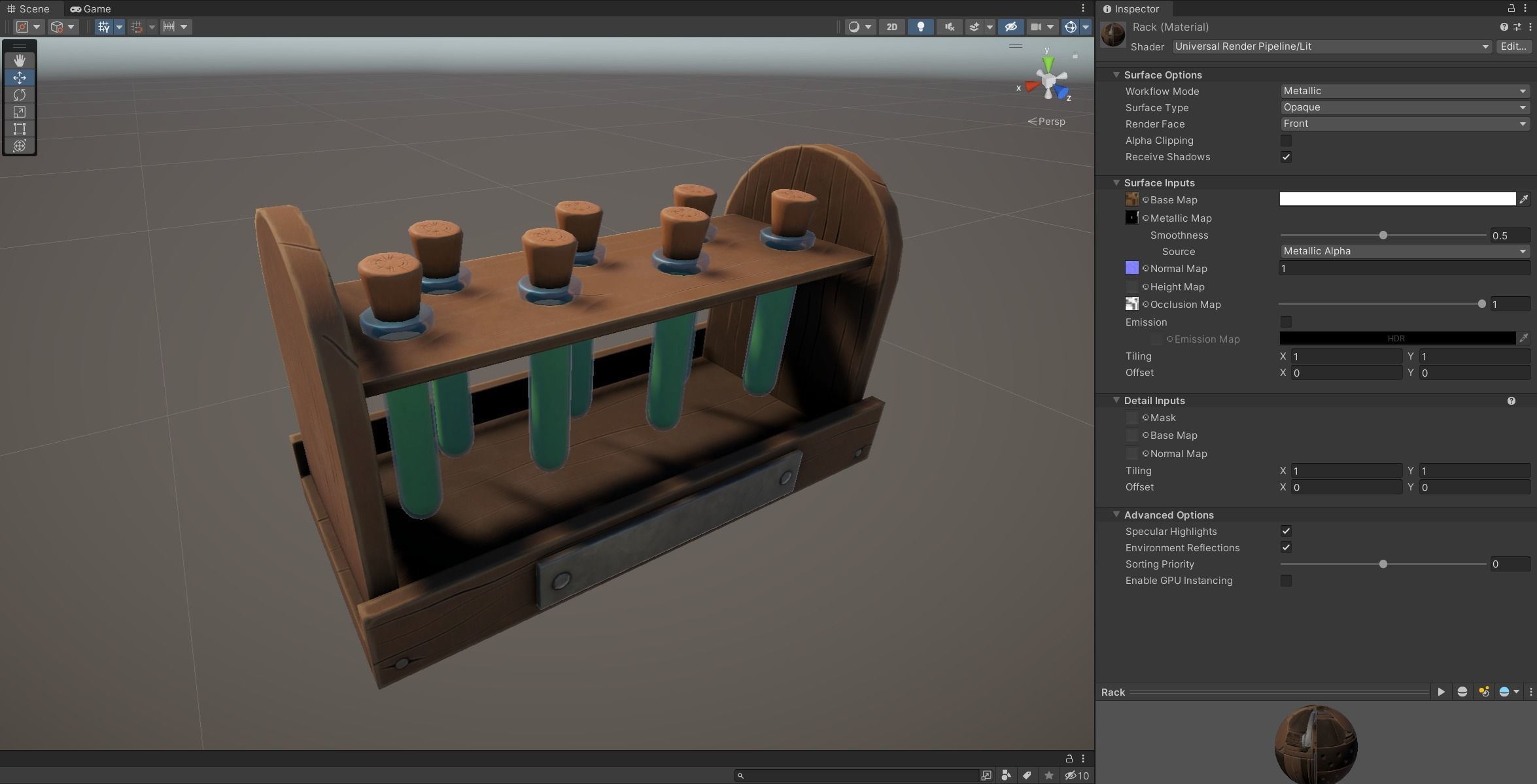 Stylized Alchemy Potion Rack Low-poly 3D model_12