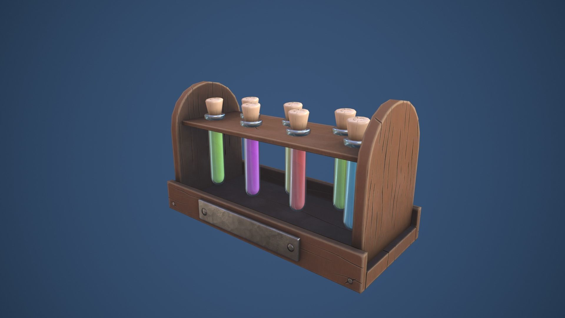 Stylized Alchemy Potion Rack Low-poly 3D model_3