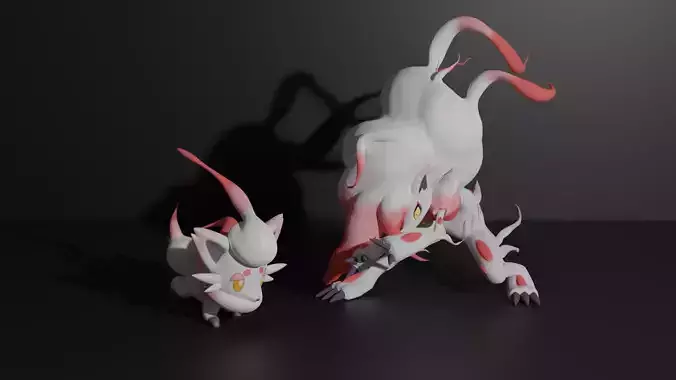 Hisuian Zorua and Zoroark 3D print model