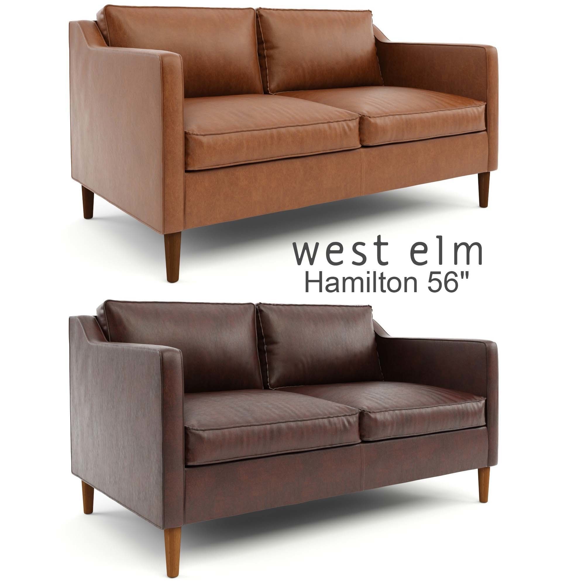 West Elm Hamilton Leather Sofa 56 3D model CGTrader