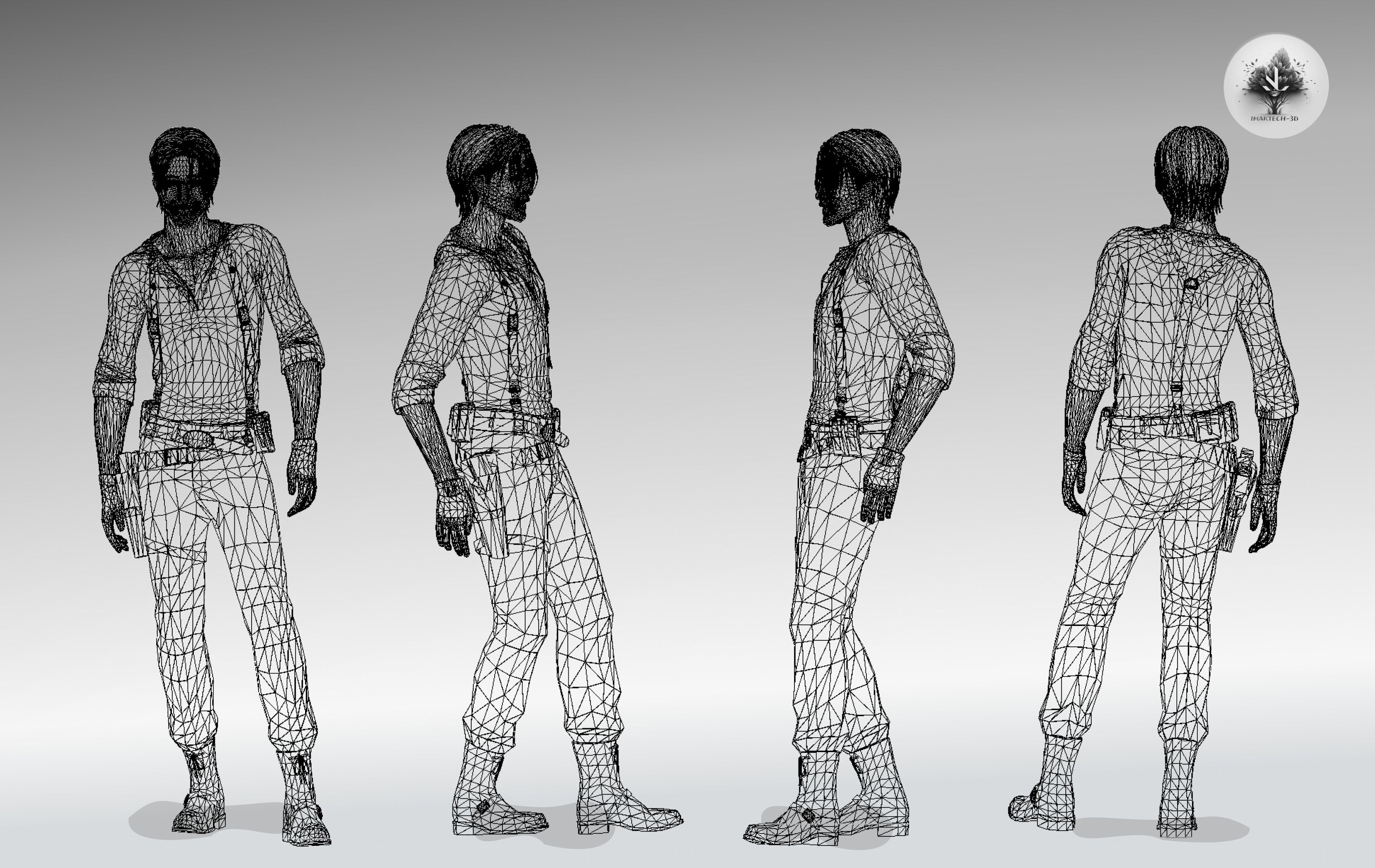 Dynamic 3D Man Character Model Low Poly Fully Rigged  Low-poly 3D model_10