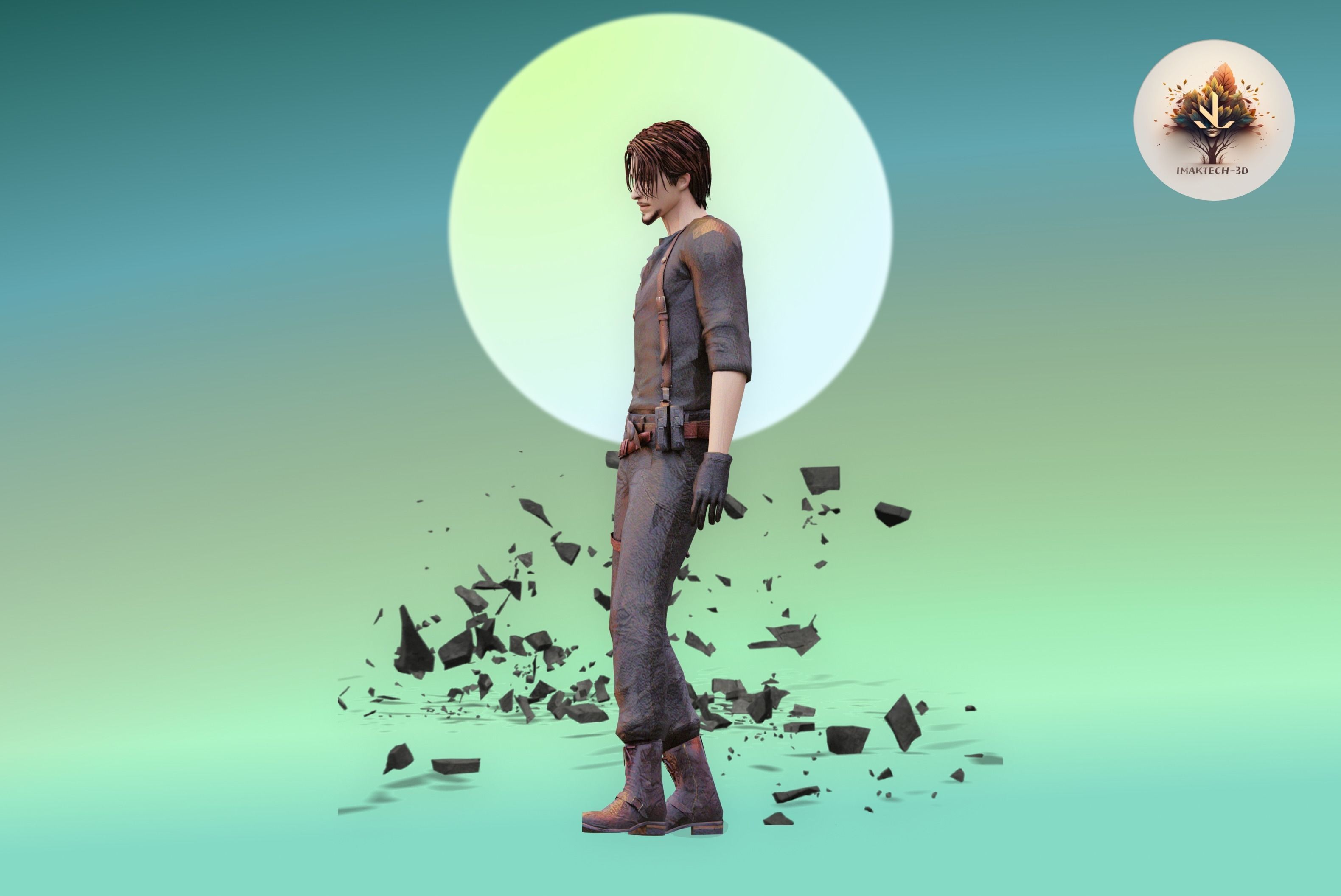 Dynamic 3D Man Character Model Low Poly Fully Rigged  Low-poly 3D model_7