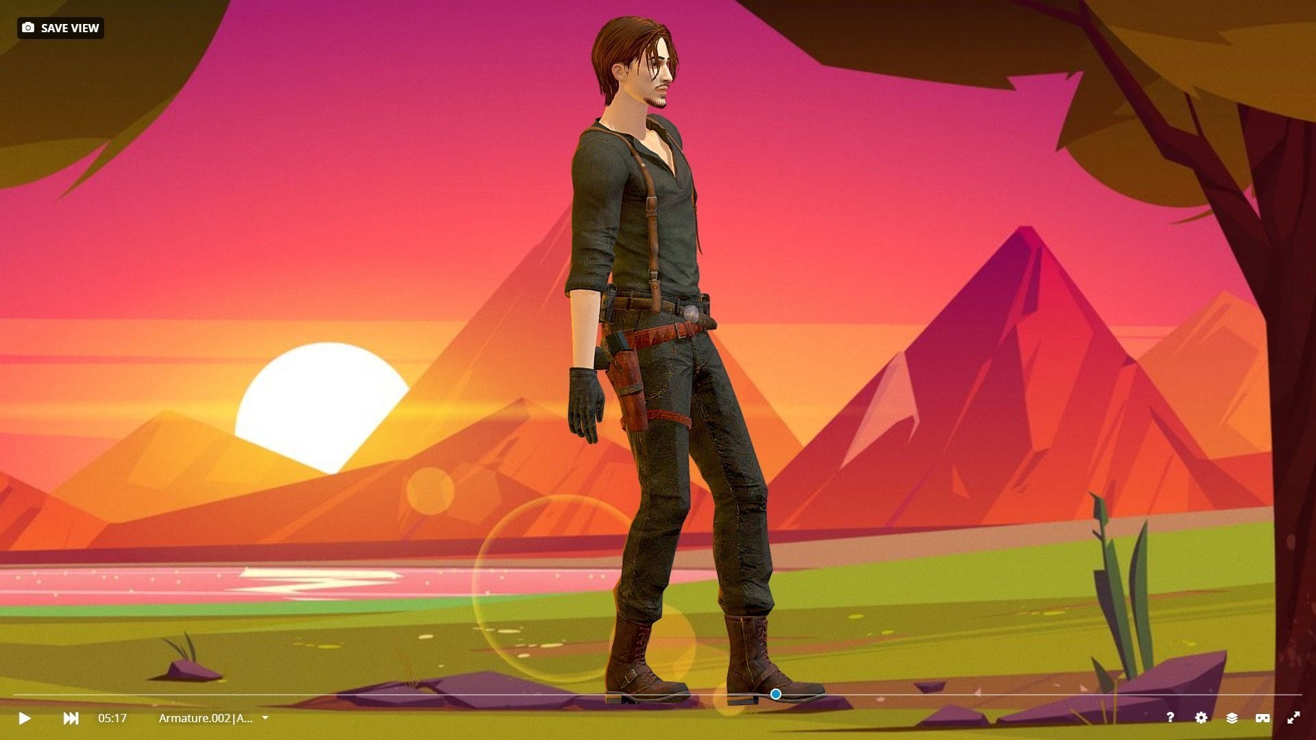 Dynamic 3D Man Character Model Low Poly Fully Rigged  Low-poly 3D model_34