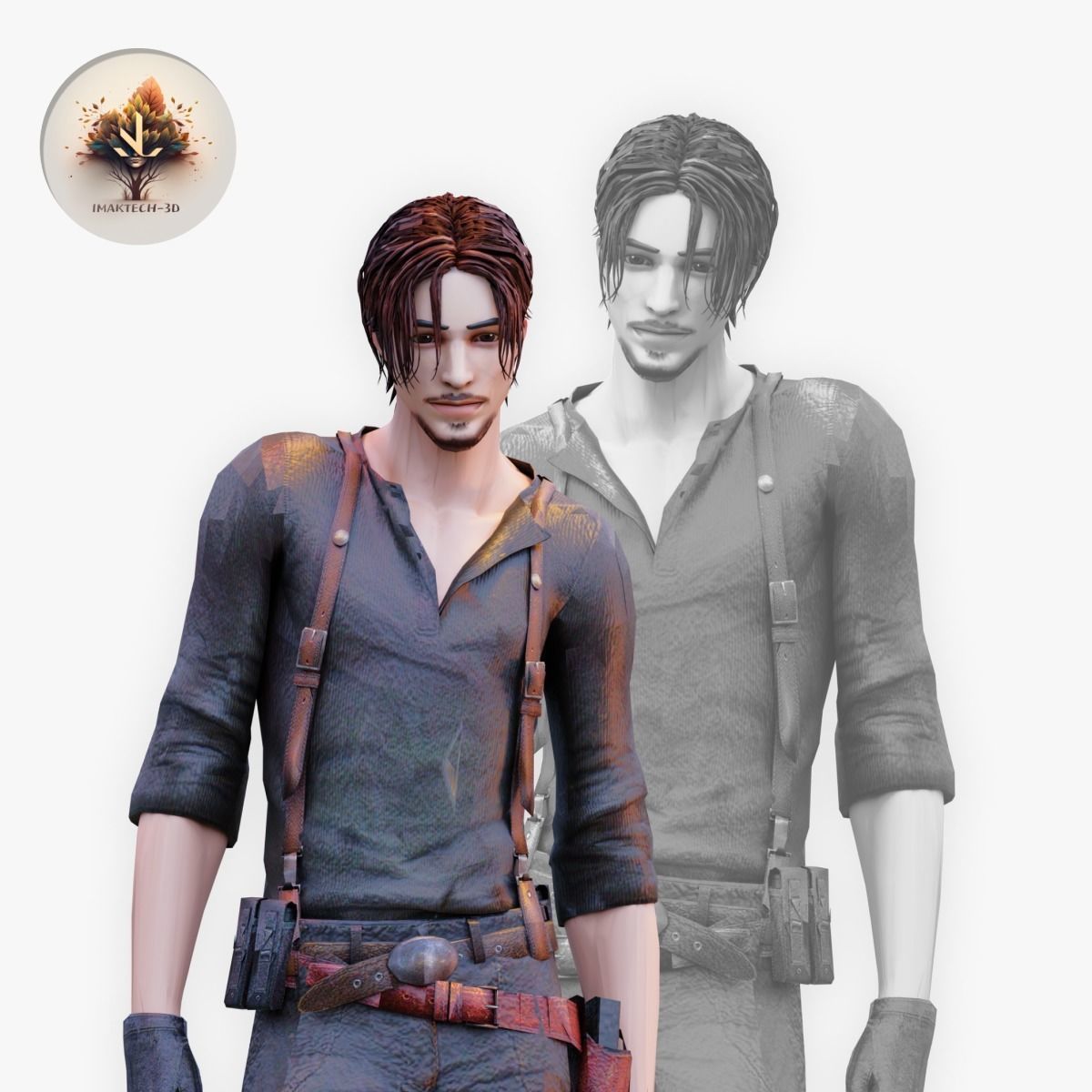 Dynamic 3D Man Character Model Low Poly Fully Rigged  Low-poly 3D model_13