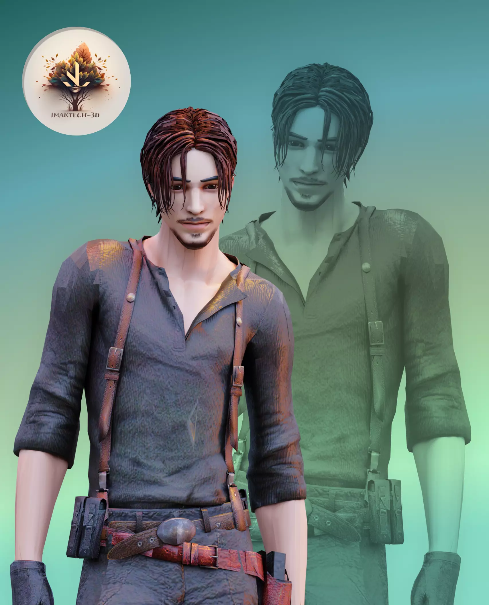 Dynamic 3D Man Character Model Low Poly Fully Rigged  Low-poly 3D model_0