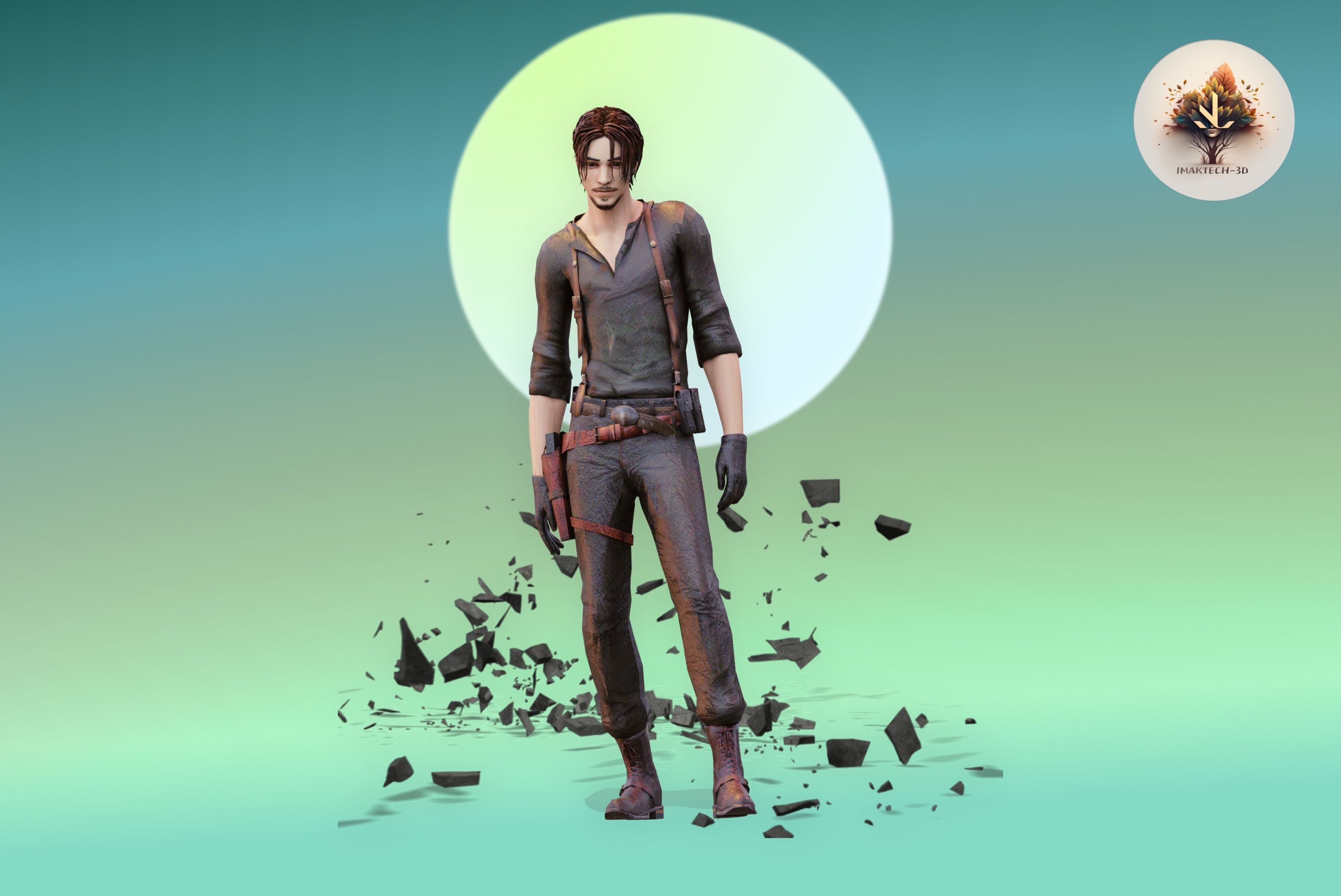 Dynamic 3D Man Character Model Low Poly Fully Rigged  Low-poly 3D model_5