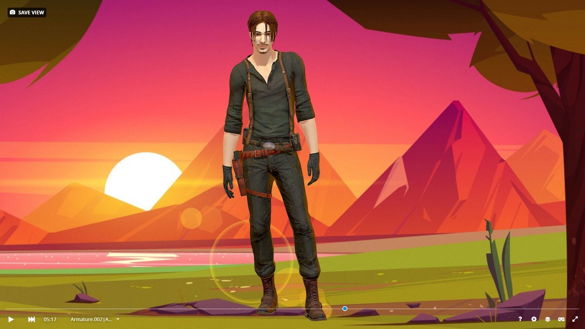 Dynamic 3D Man Character Model Low Poly Fully Rigged  Low-poly 3D model_33