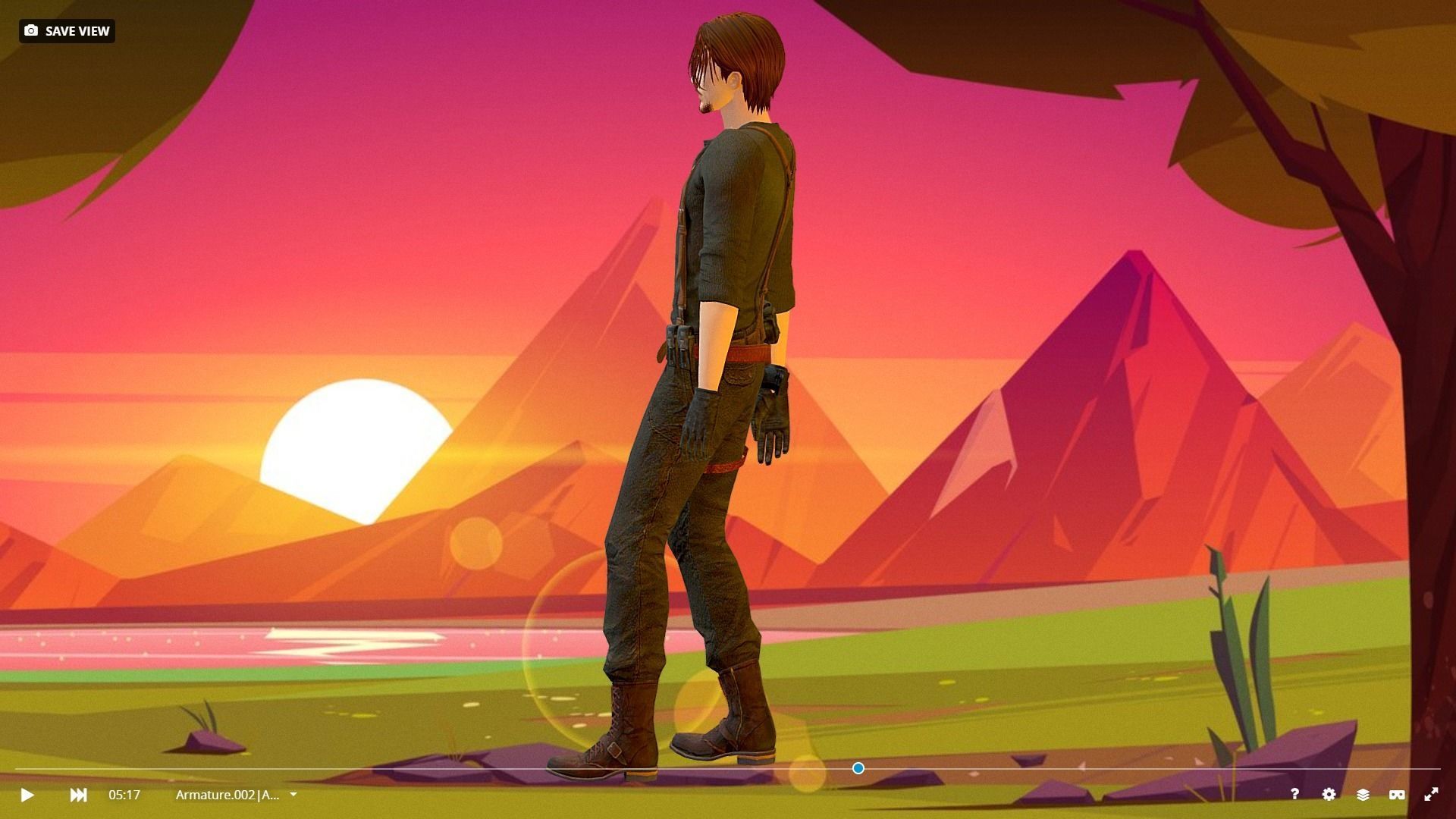 Dynamic 3D Man Character Model Low Poly Fully Rigged  Low-poly 3D model_28