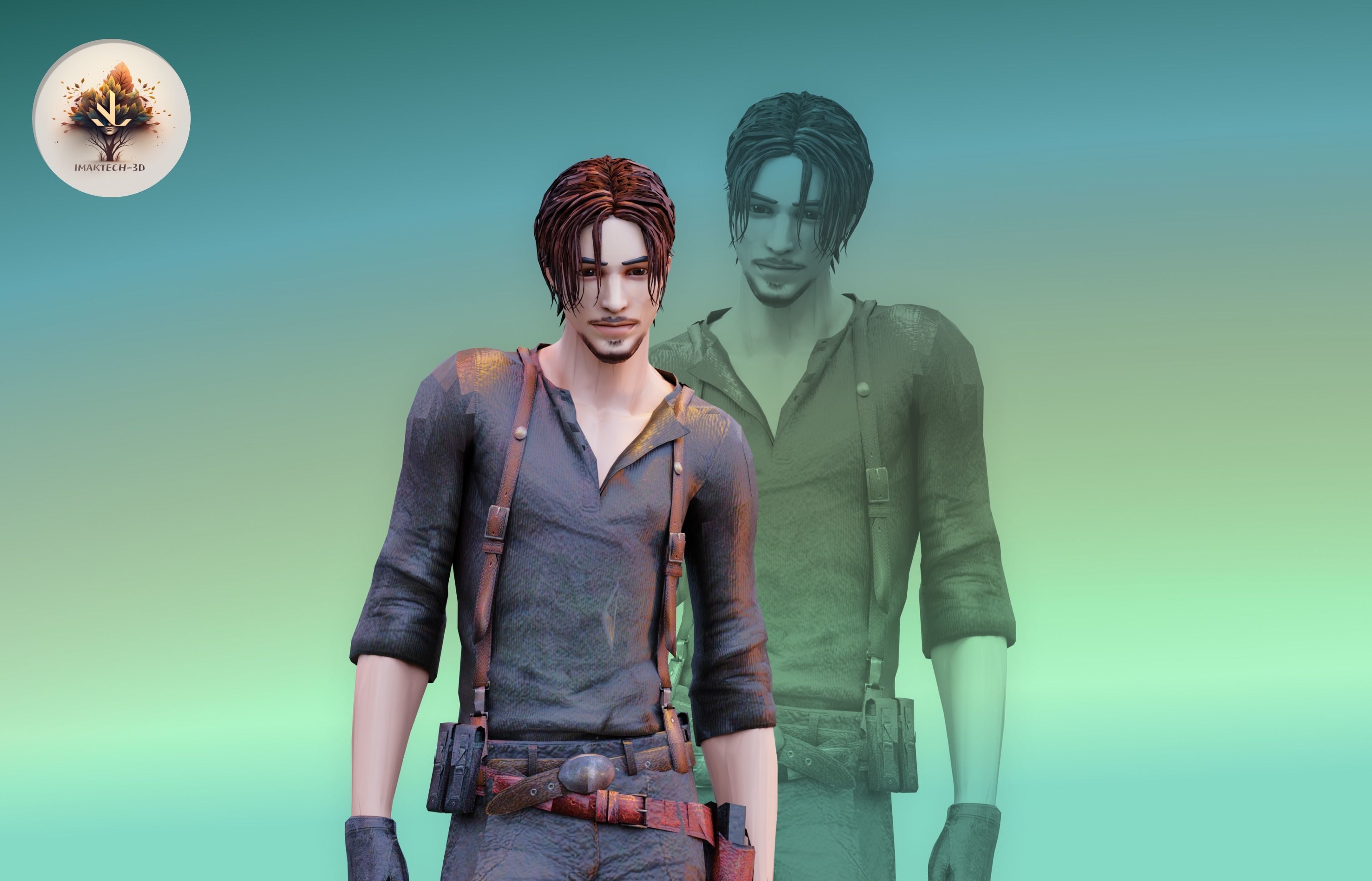 Dynamic 3D Man Character Model Low Poly Fully Rigged  Low-poly 3D model_12