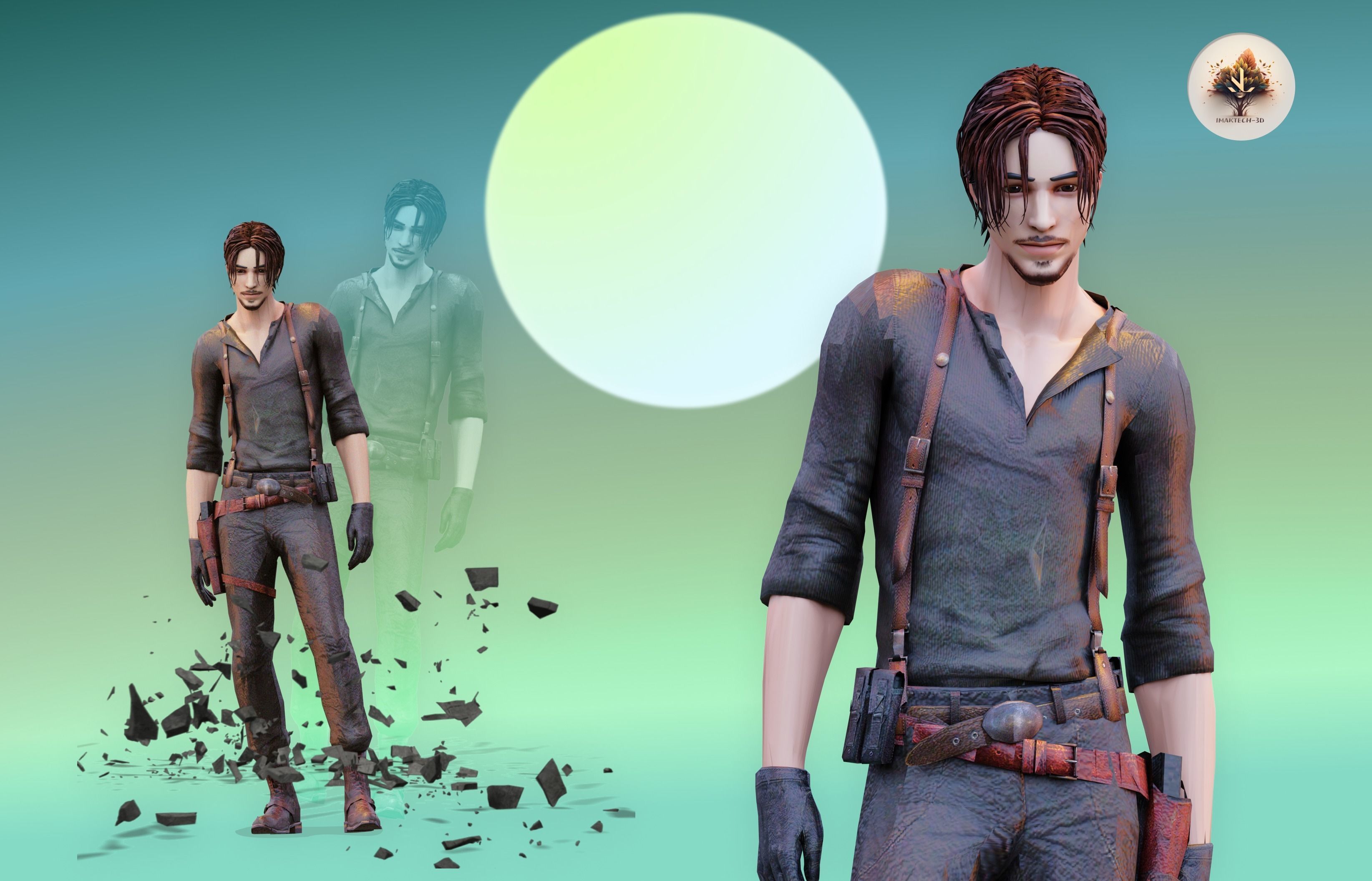 Dynamic 3D Man Character Model Low Poly Fully Rigged  Low-poly 3D model_1