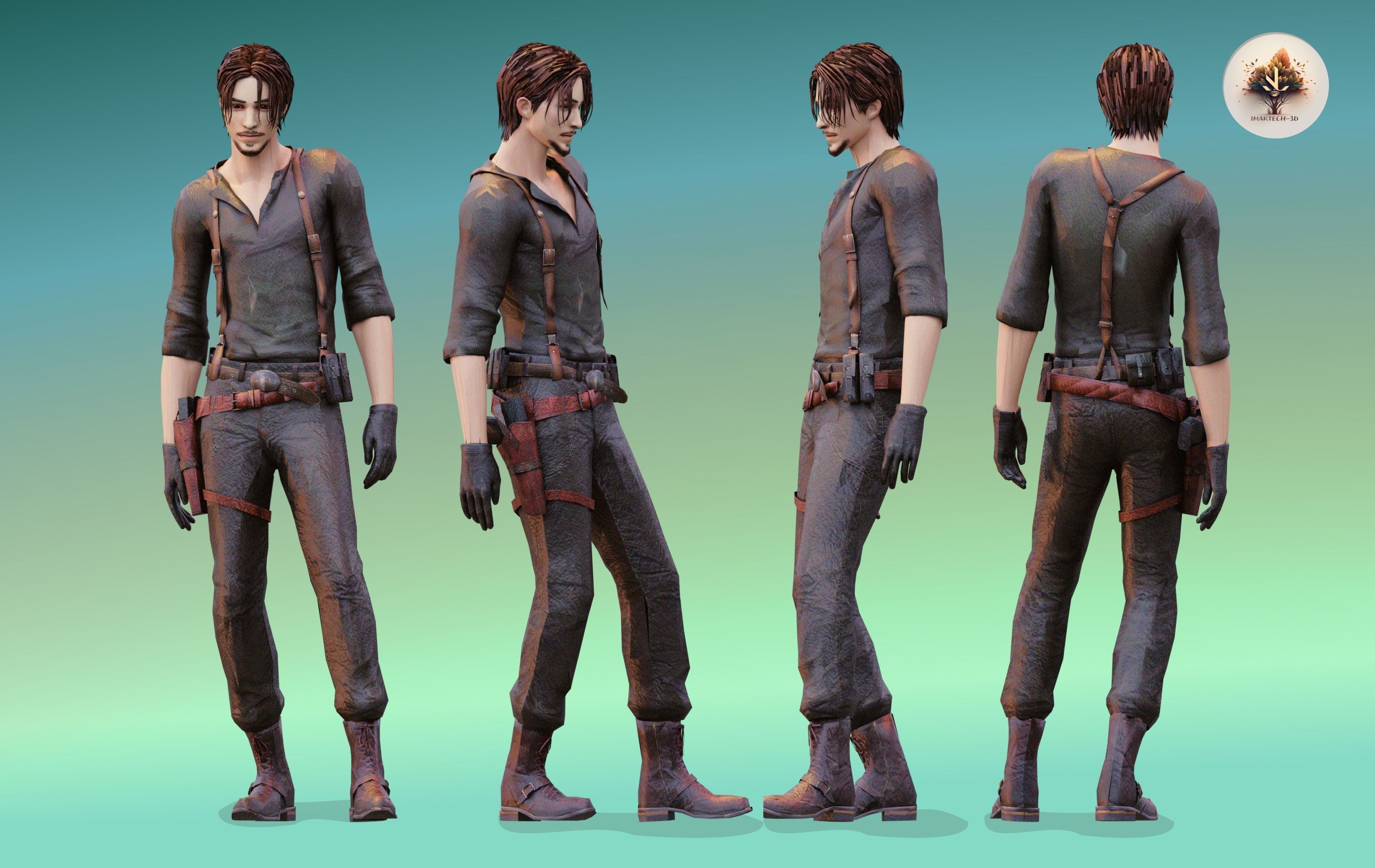 Dynamic 3D Man Character Model Low Poly Fully Rigged  Low-poly 3D model_4