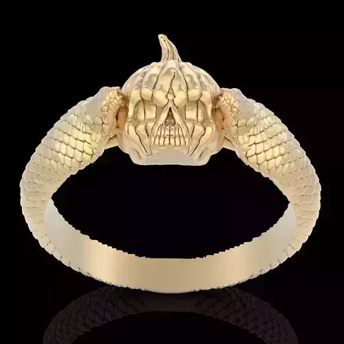 Skull pumpkin ring silver gold jewelry 3D printable model