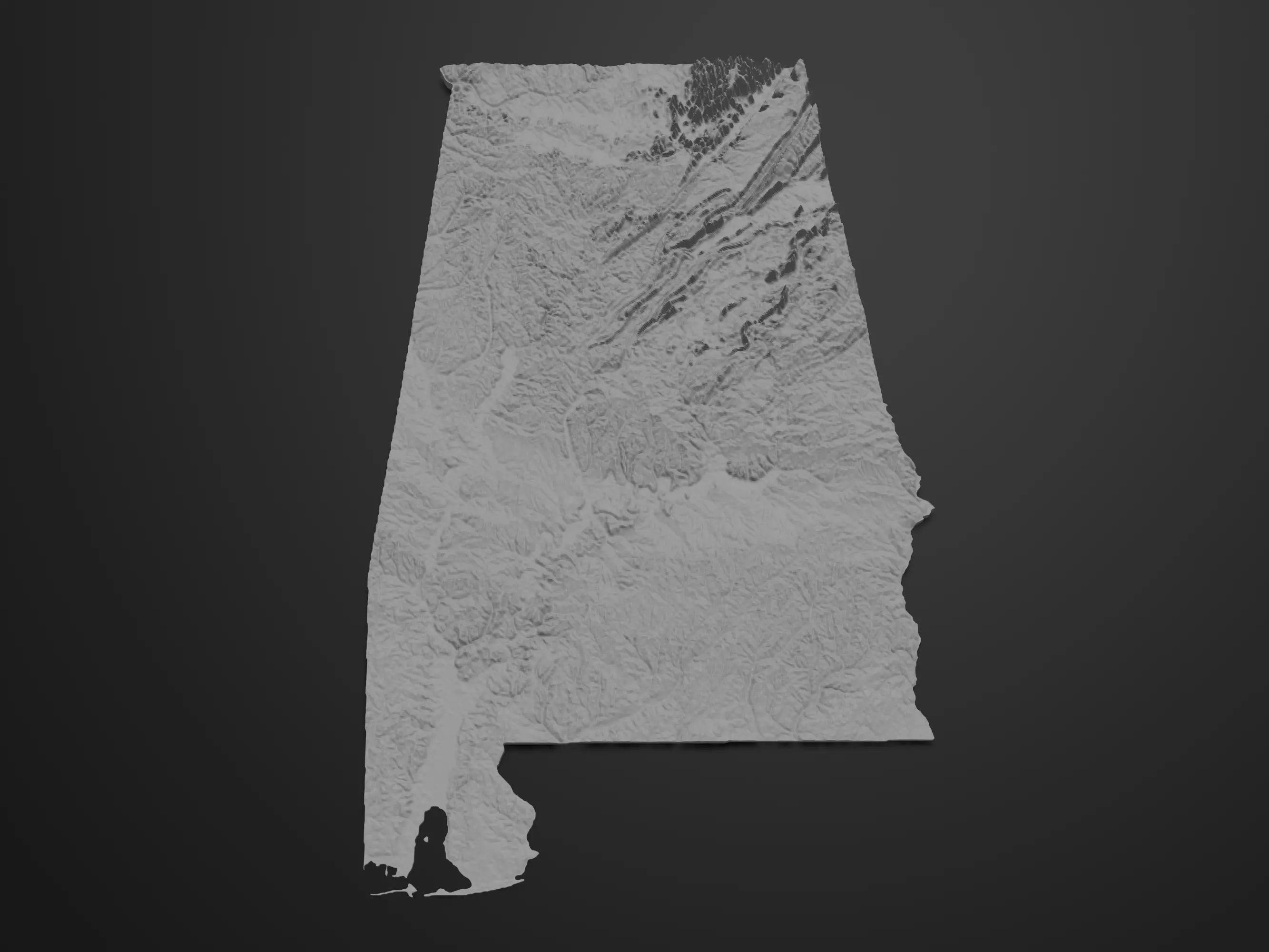 3D Map Model of the State of Alabama 3D print model 3D print model