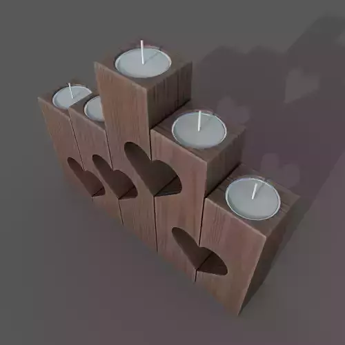 Wooden heart candle holder