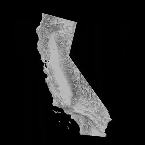 3D Topographical Map of California 3D print model
