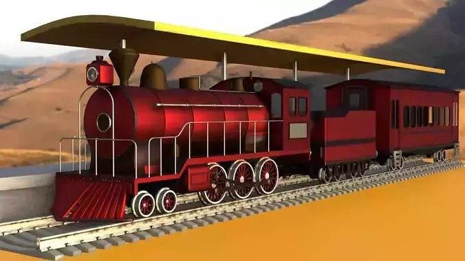 Locomotive on station 3D model