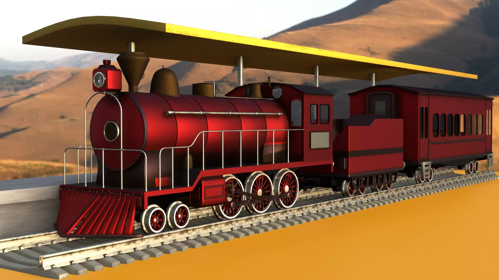 Locomotive on station 3D model