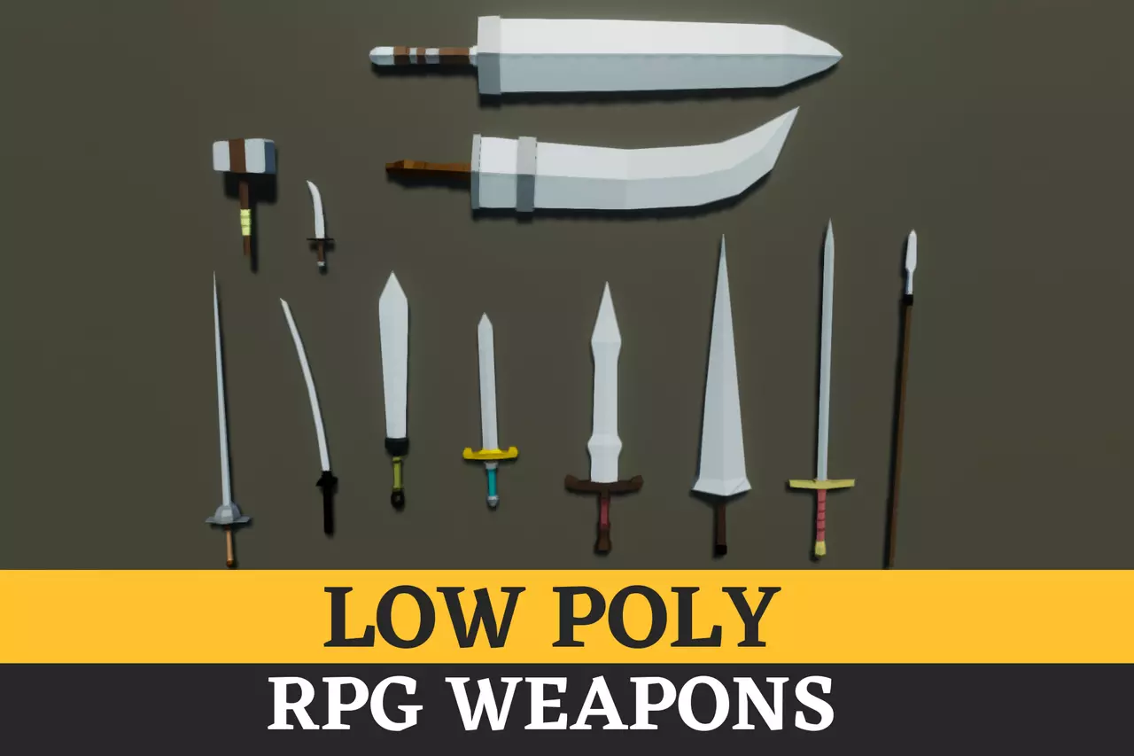 Low Poly Weapons RPG Swords Low-poly 3D model