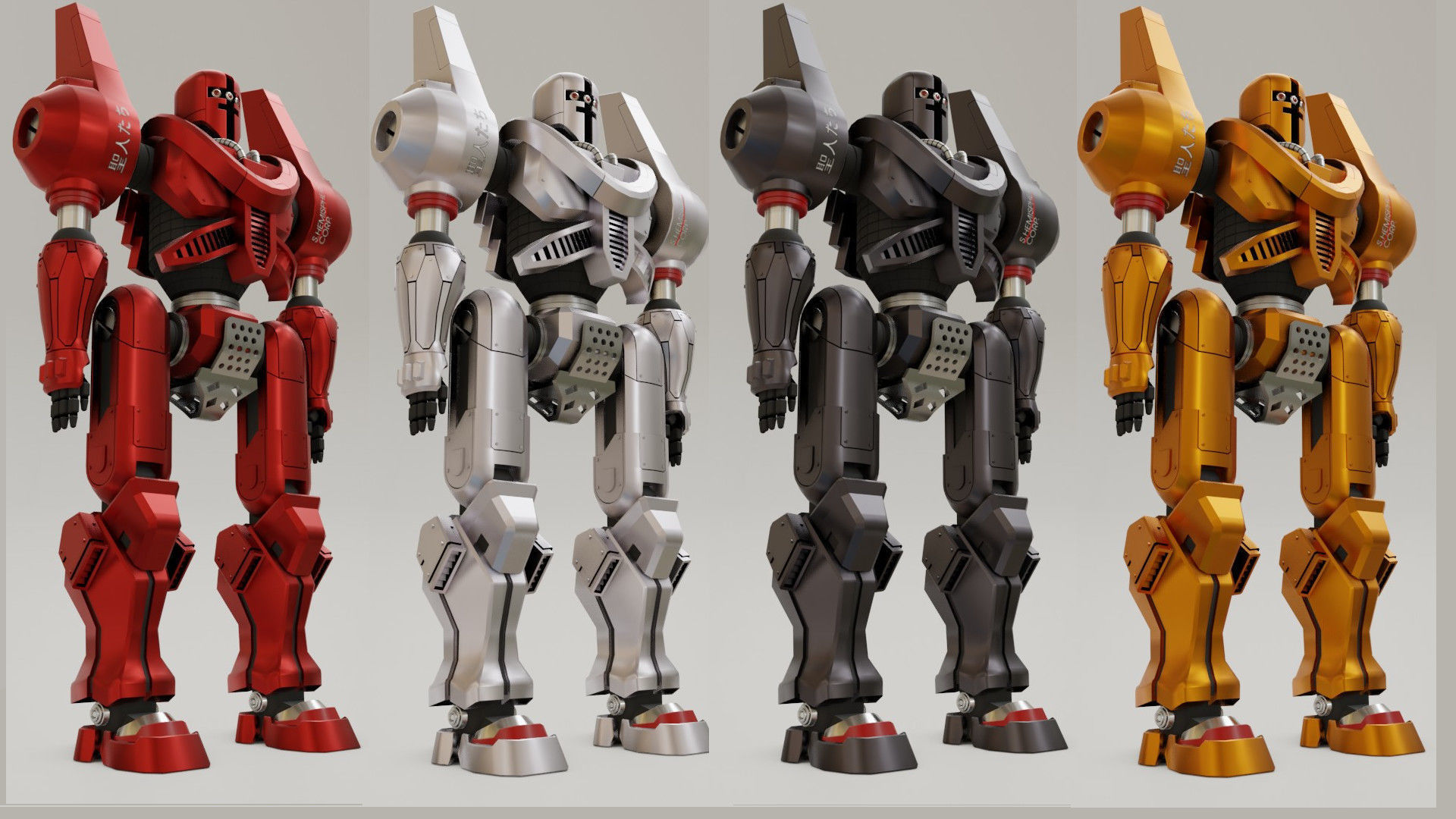 Mecha Giant Robot Anime - Robo Gigante Low-poly 3D model_2
