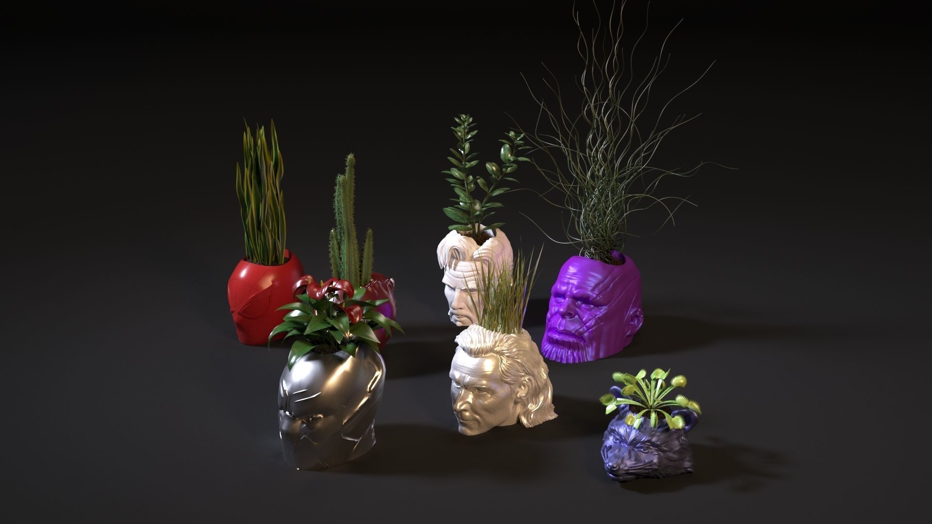 Marvel heroes planters 3D print model_17