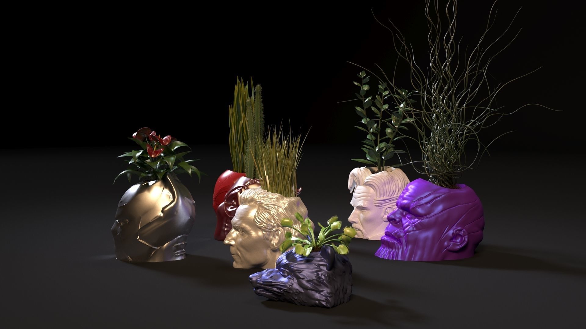 Marvel heroes planters 3D print model_18