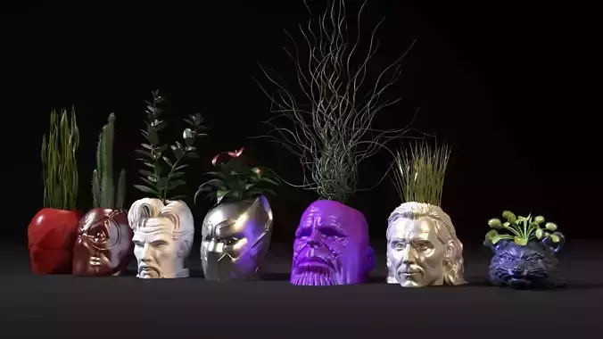 Marvel heroes planters 3D print model
