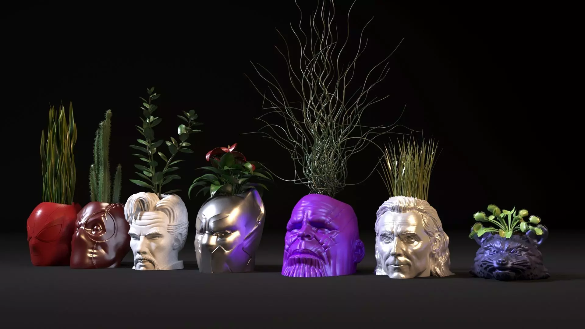 Marvel heroes planters 3D print model_0