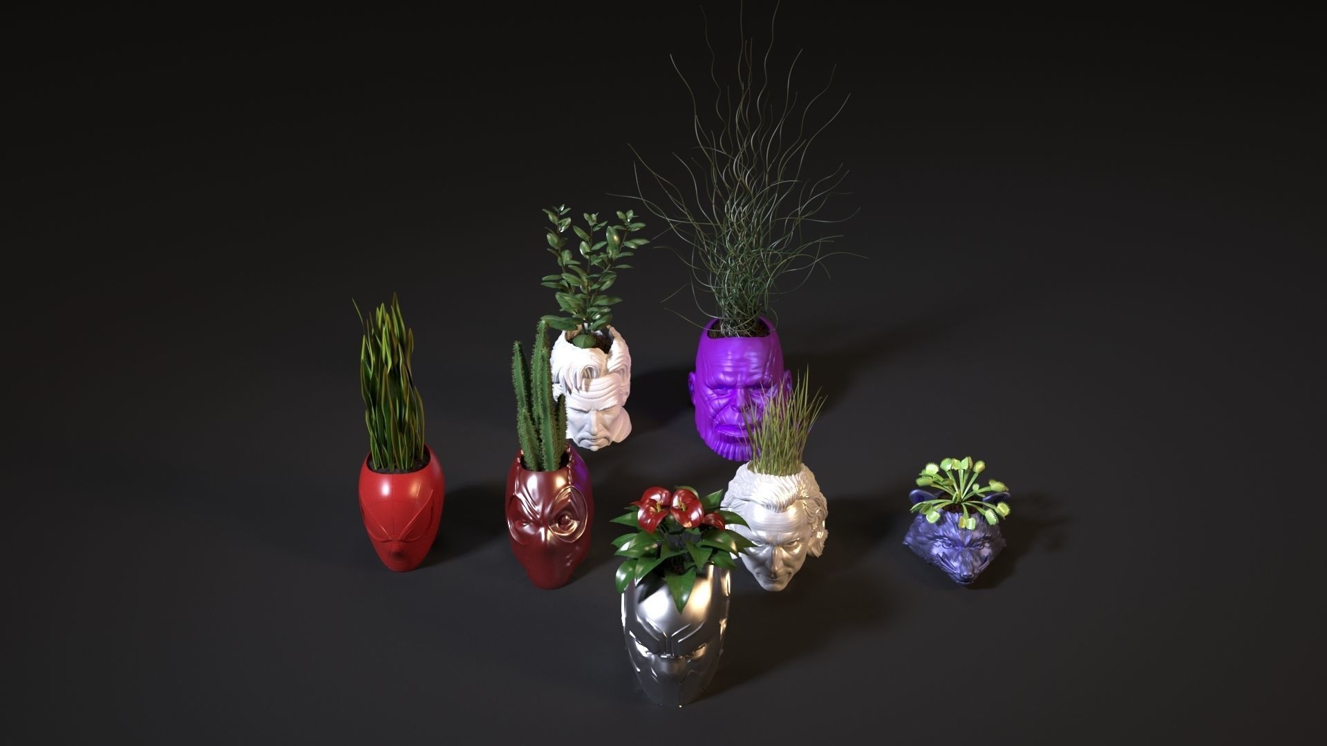 Marvel heroes planters 3D print model_20