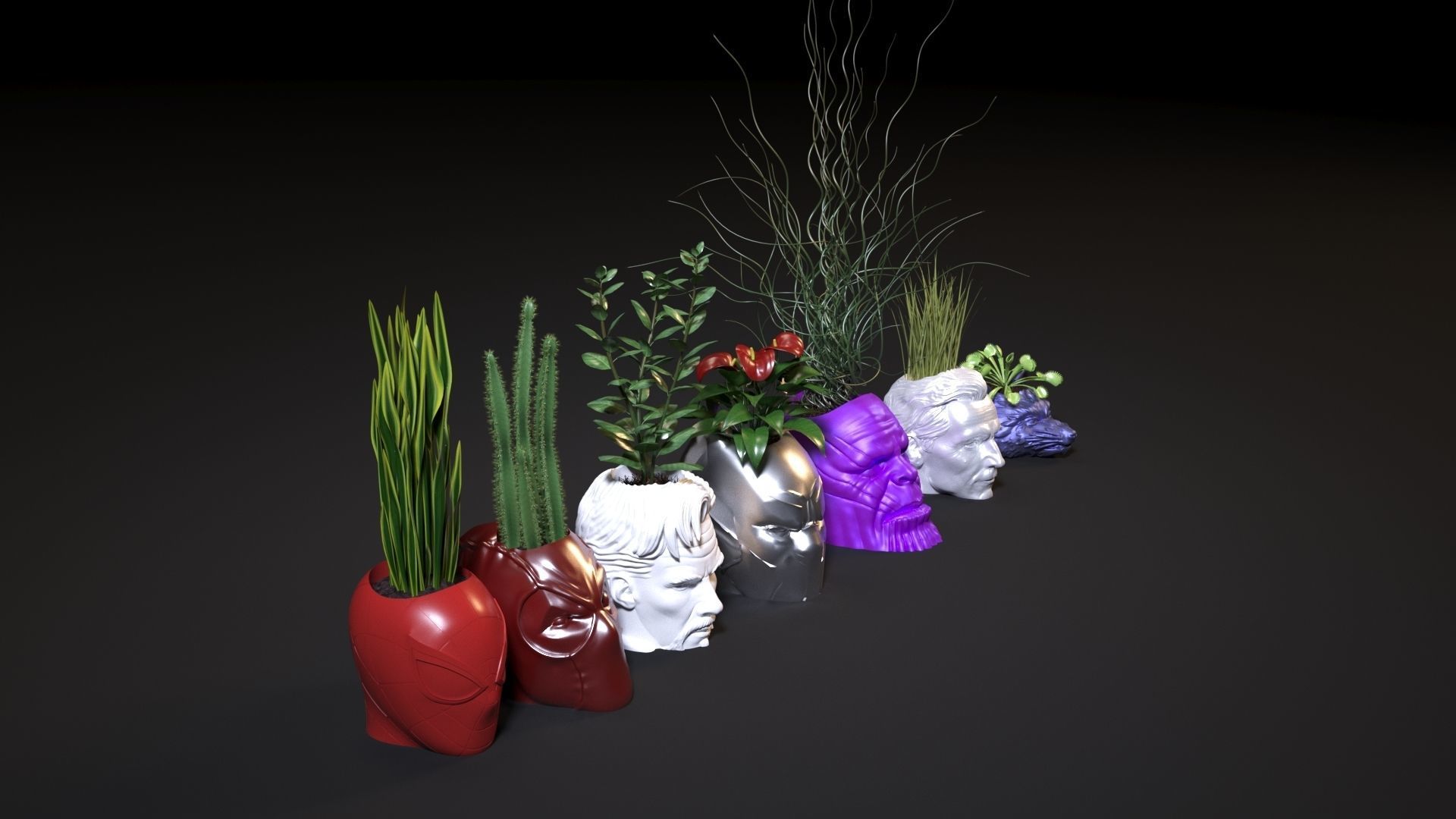 Marvel heroes planters 3D print model_7