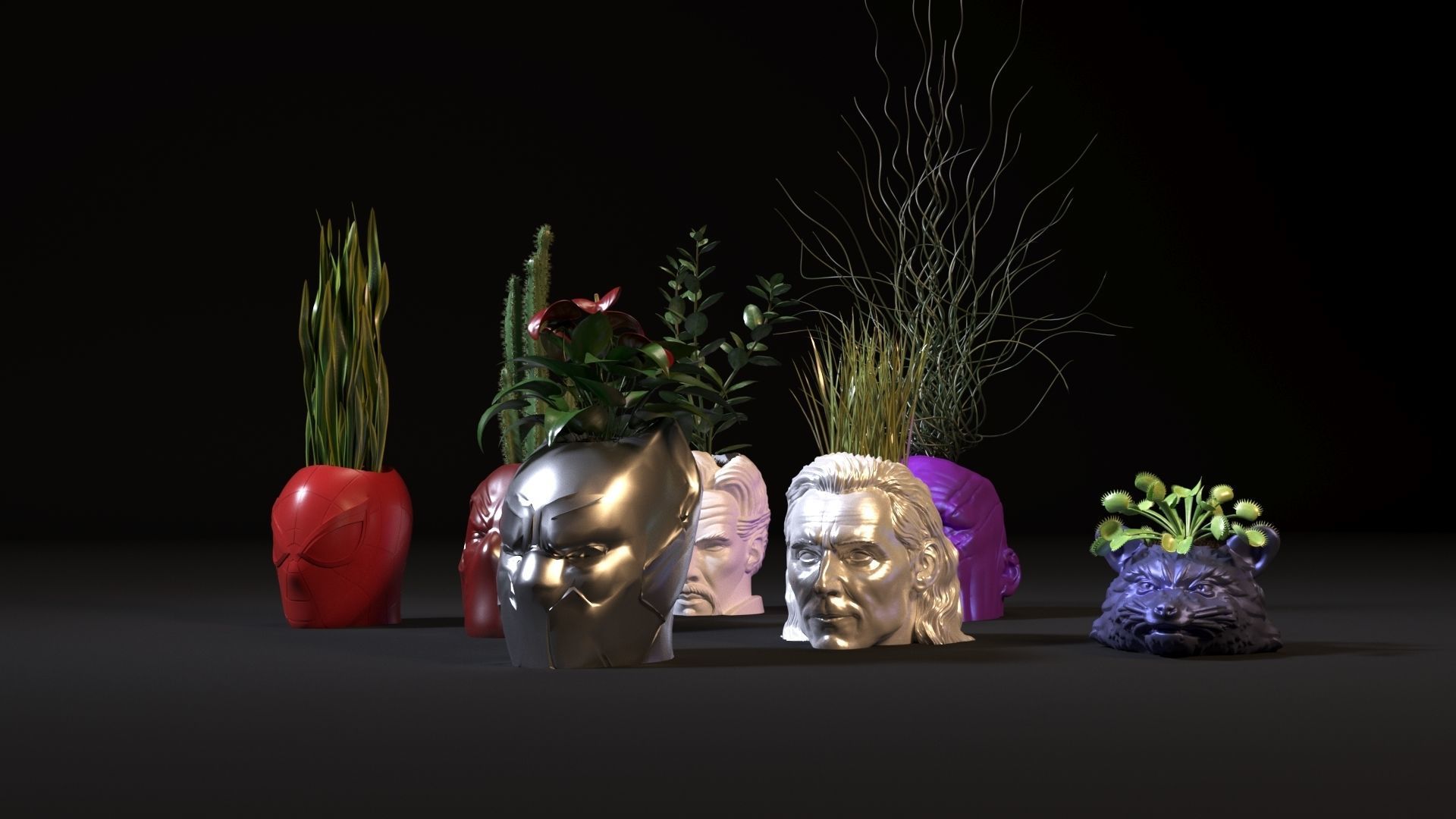 Marvel heroes planters 3D print model_21