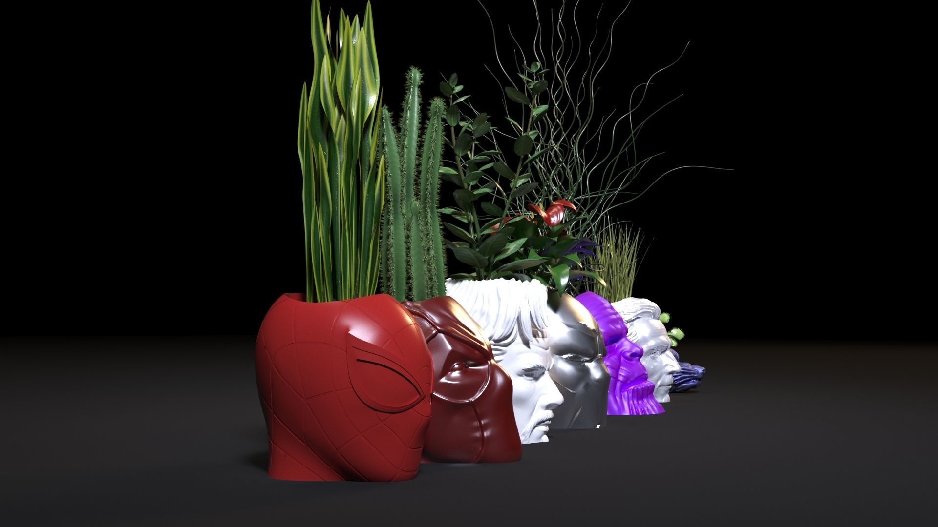 Marvel heroes planters 3D print model_6