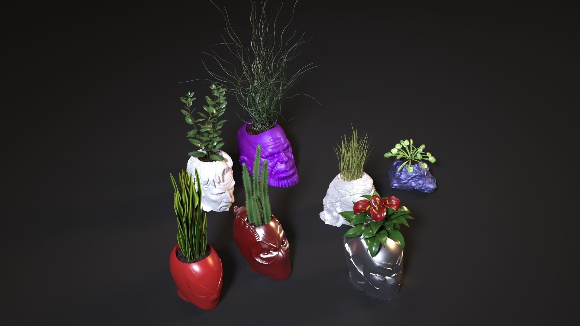 Marvel heroes planters 3D print model_19