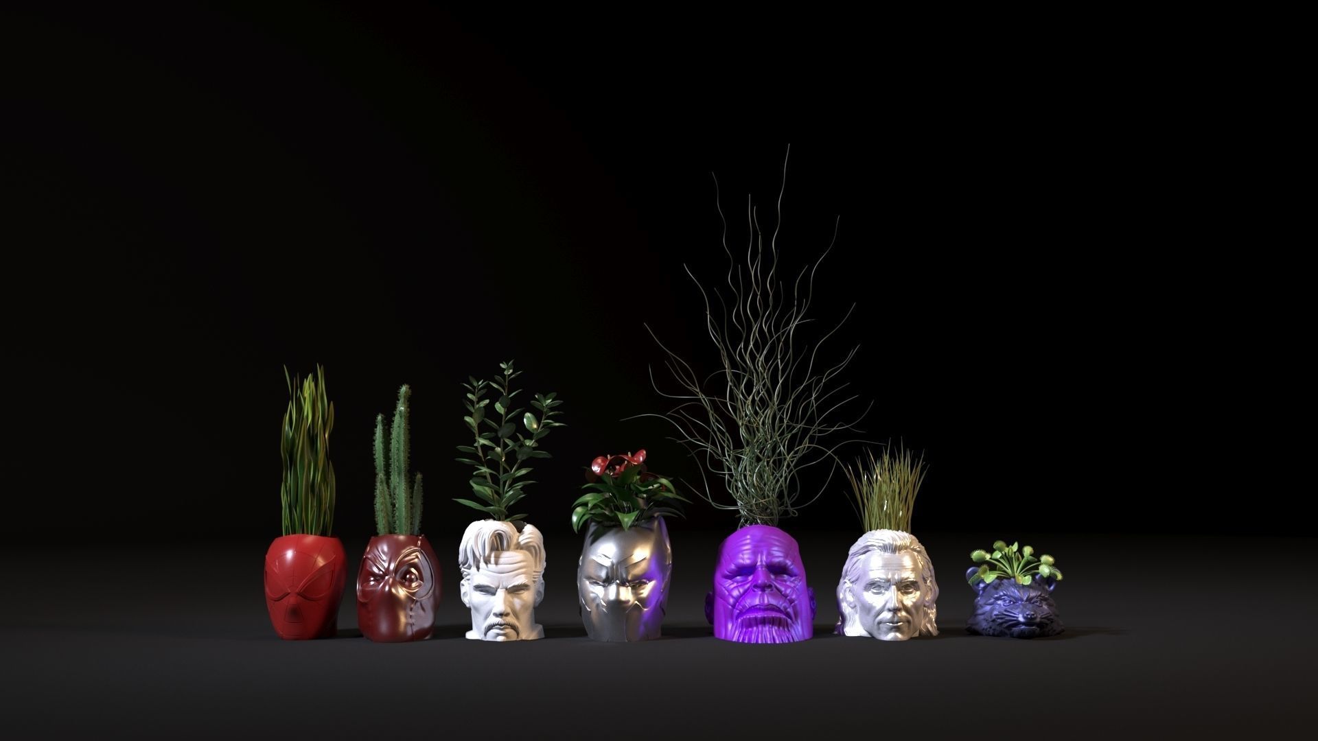 Marvel heroes planters 3D print model_8