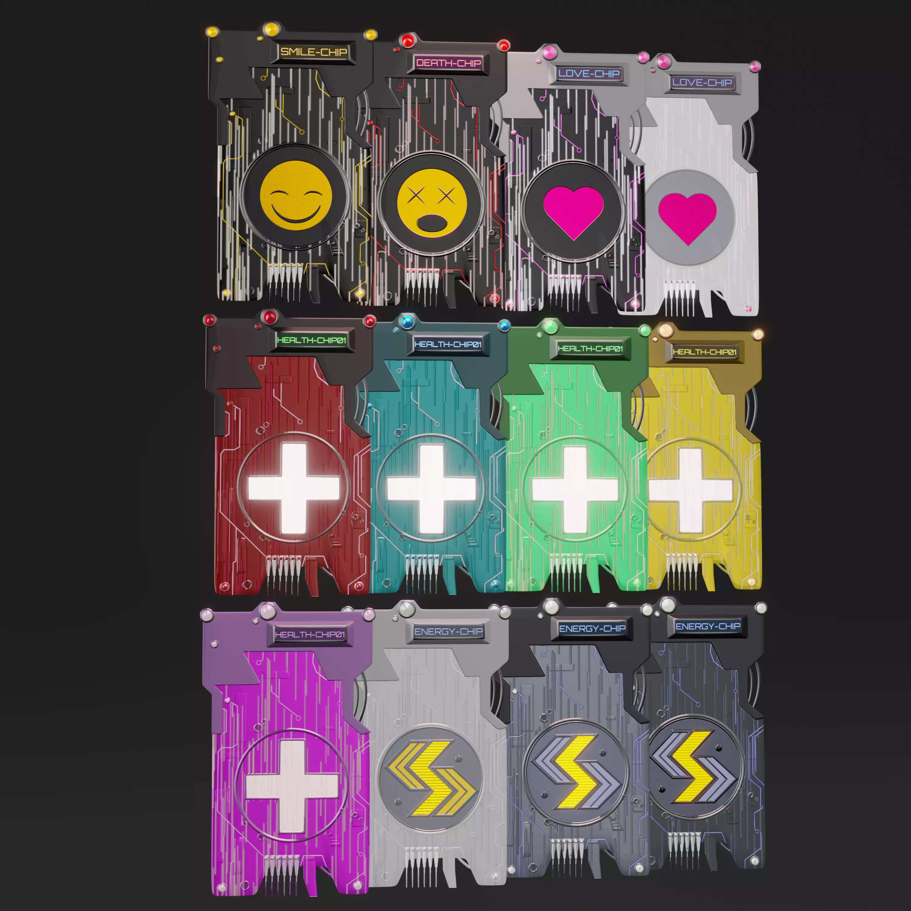 Booster Cards with Effects for Game Low-poly 3D model